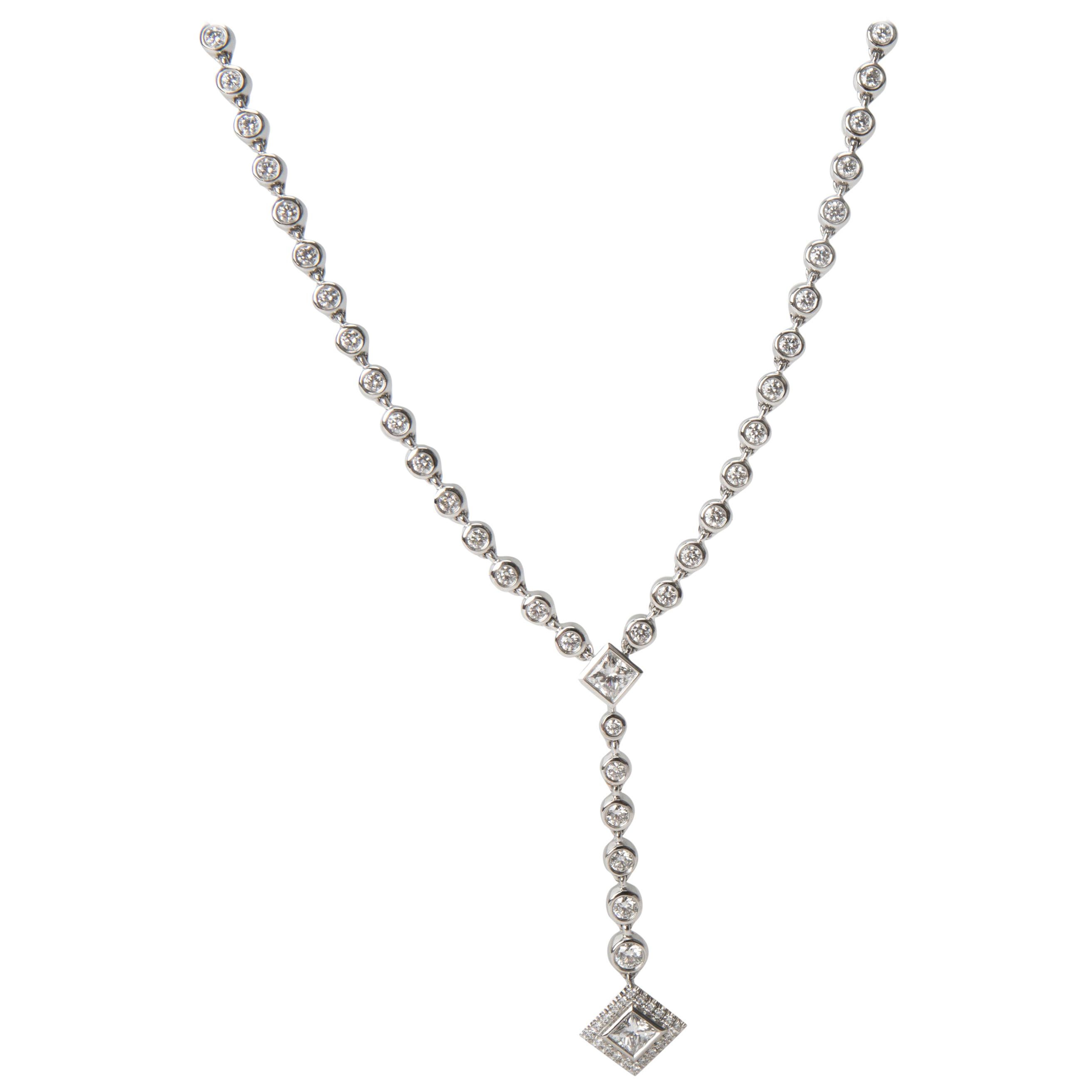 Tiffany & Co. Diamant-Gragraue Diamant-Halskette aus Platin '4,10 Karat' im Angebot