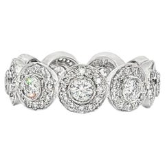 Tiffany & Co. Anneau de mariage éternel en platine avec halo de diamants Sz 4