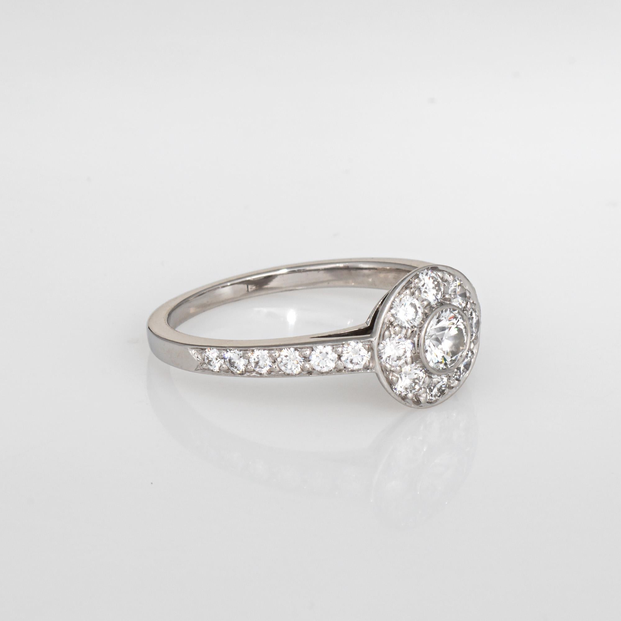 Contemporary Tiffany & Co Diamond Halo Ring Sz 5.75 Platinum Round Engagement Signed Jewelry For Sale