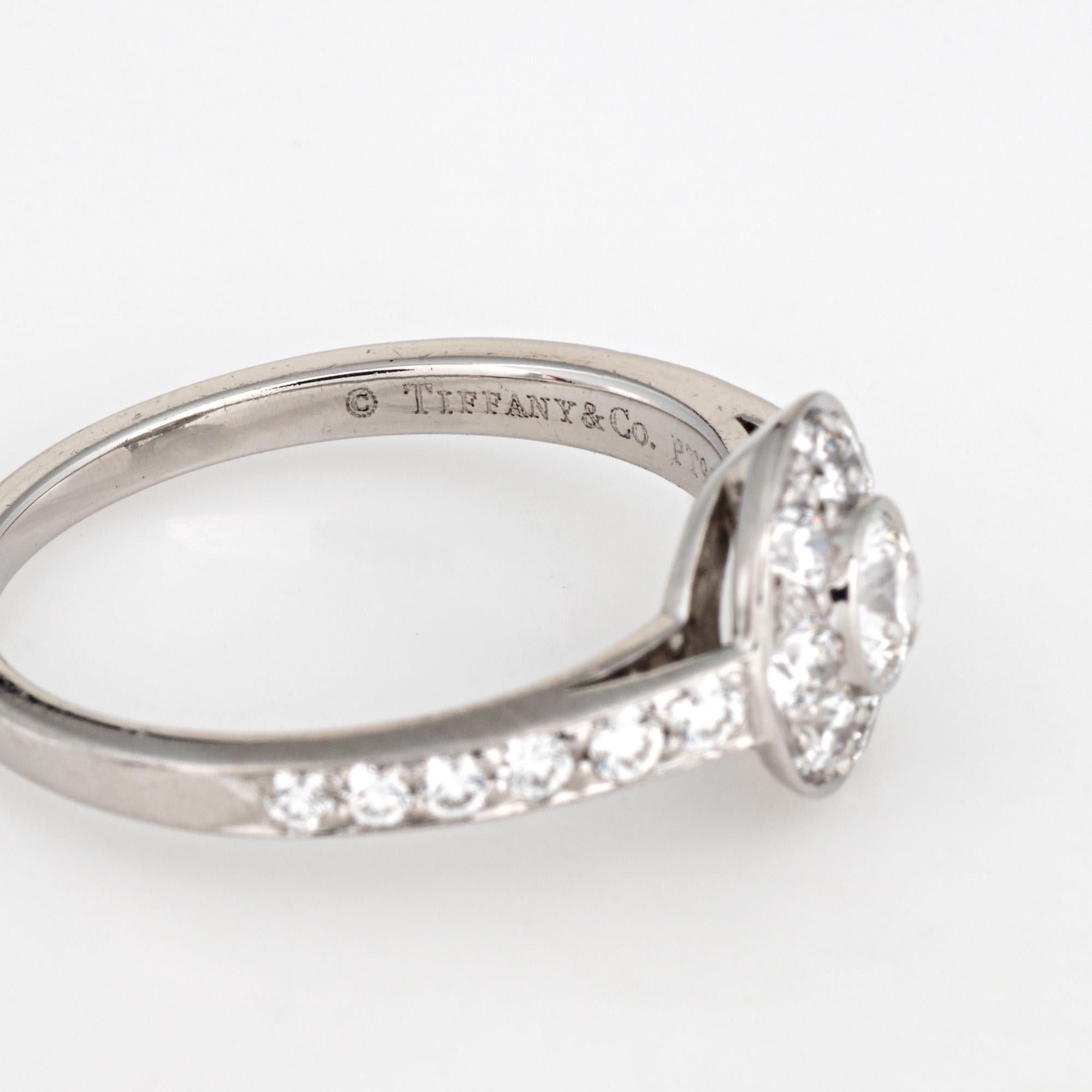 Tiffany & Co Diamond Halo Ring Sz 5.75 Platinum Round Engagement Signed Jewelry For Sale 1