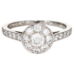 Tiffany & Co Diamond Halo Ring Sz 5.75 Platinum Round Engagement Signed Jewelry