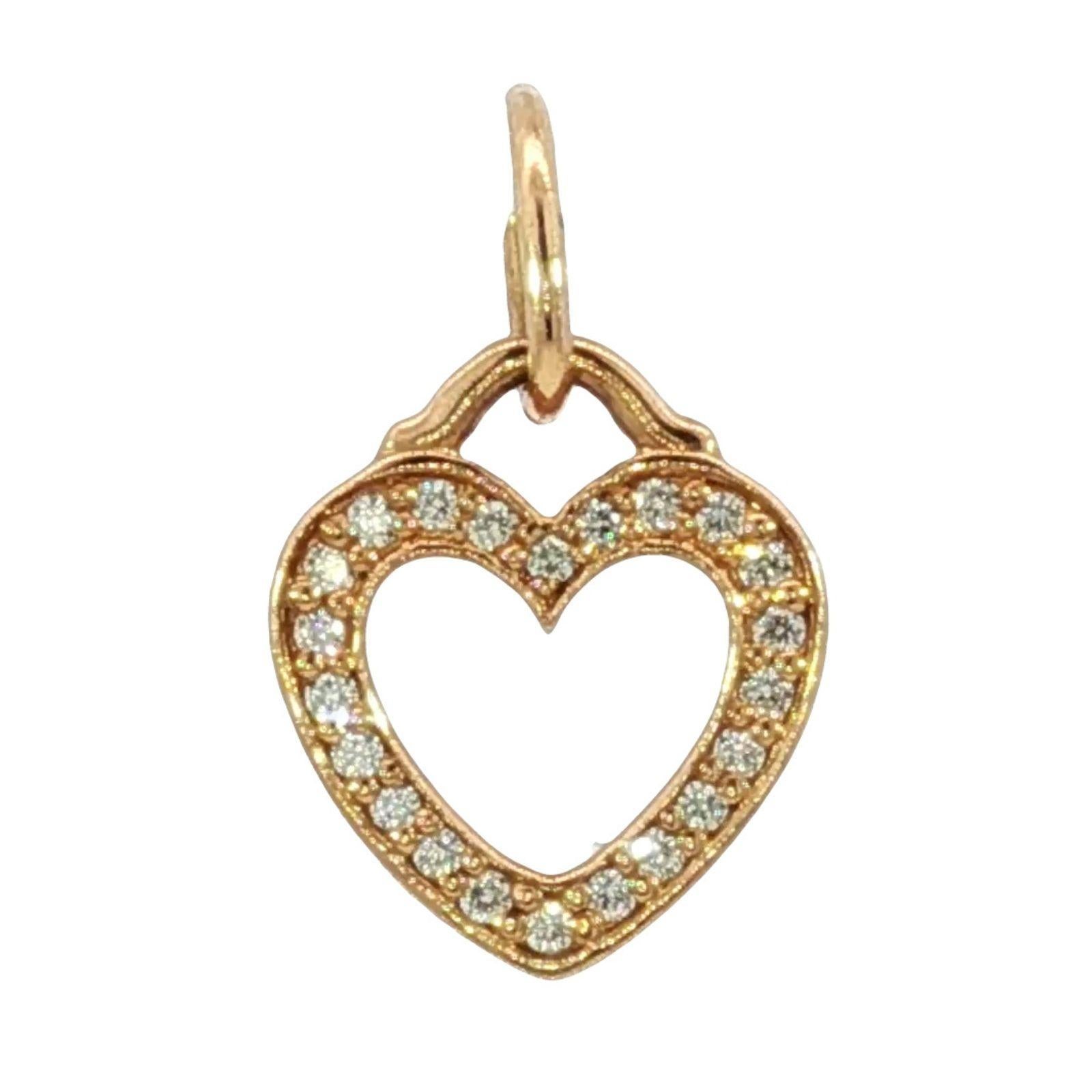 Tiffany & Co. Charm a forma di cuore con diamante in oro rosa 18k in vendita 4