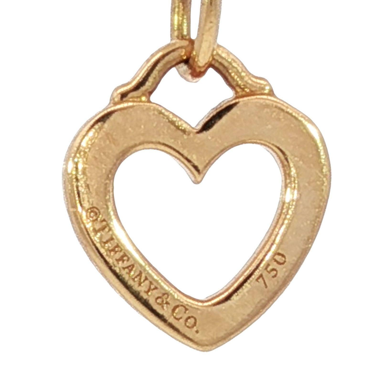 Taglio rotondo Tiffany & Co. Charm a forma di cuore con diamante in oro rosa 18k in vendita