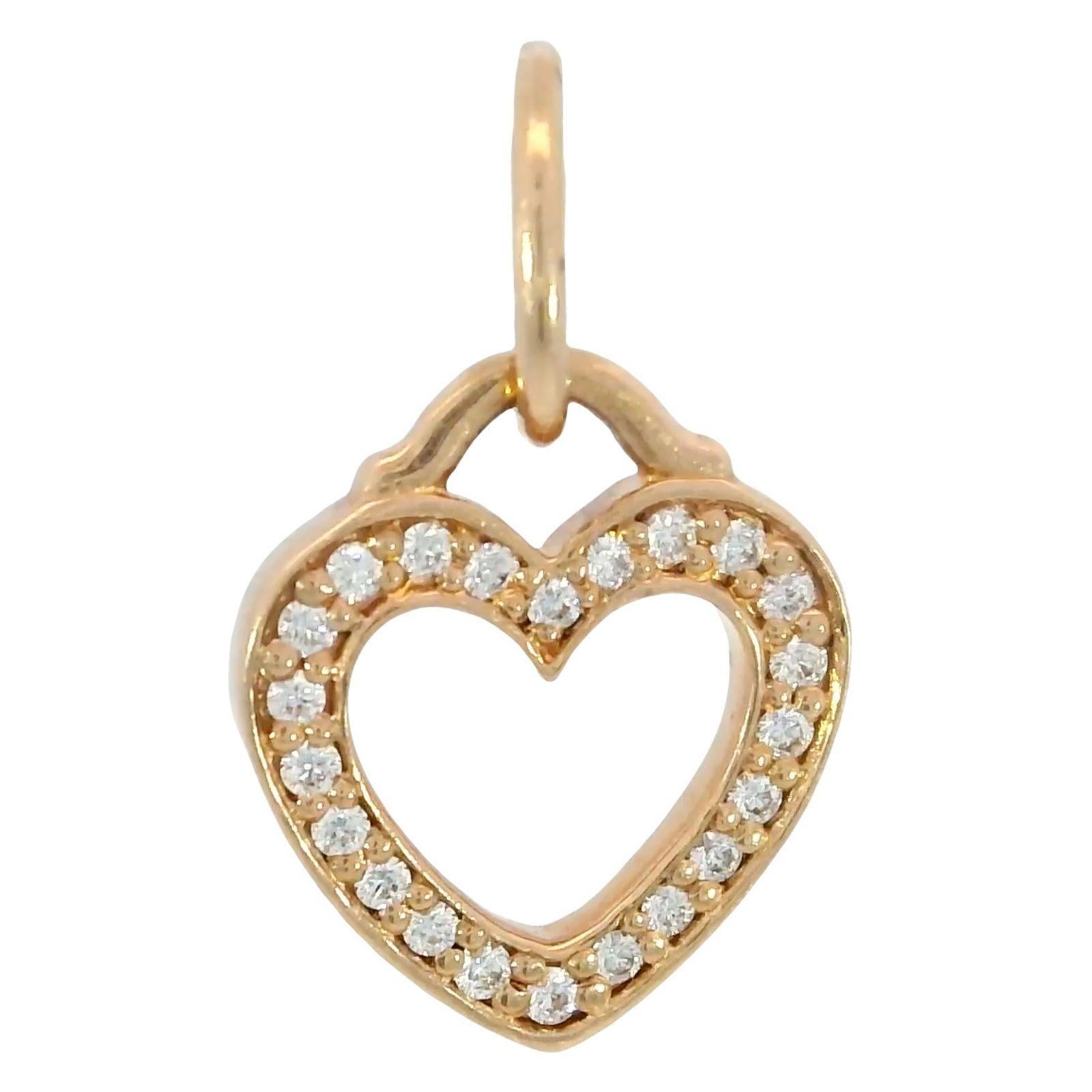 Tiffany & Co. Charm a forma di cuore con diamante in oro rosa 18k in vendita 1