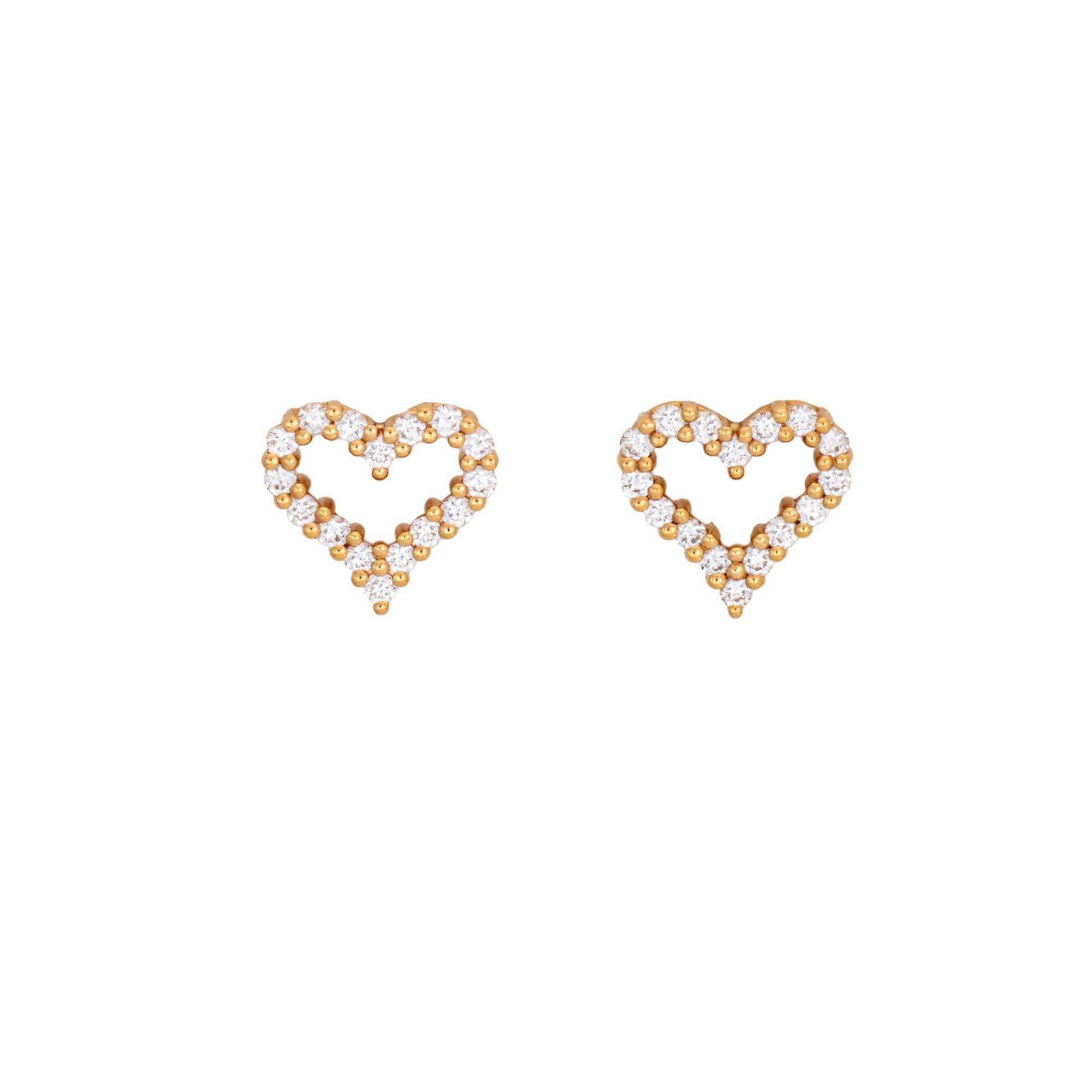Taglio rotondo Tiffany & Co. Orecchini con diamanti a cuore Extra Mini Estate in oro rosa 18k in vendita