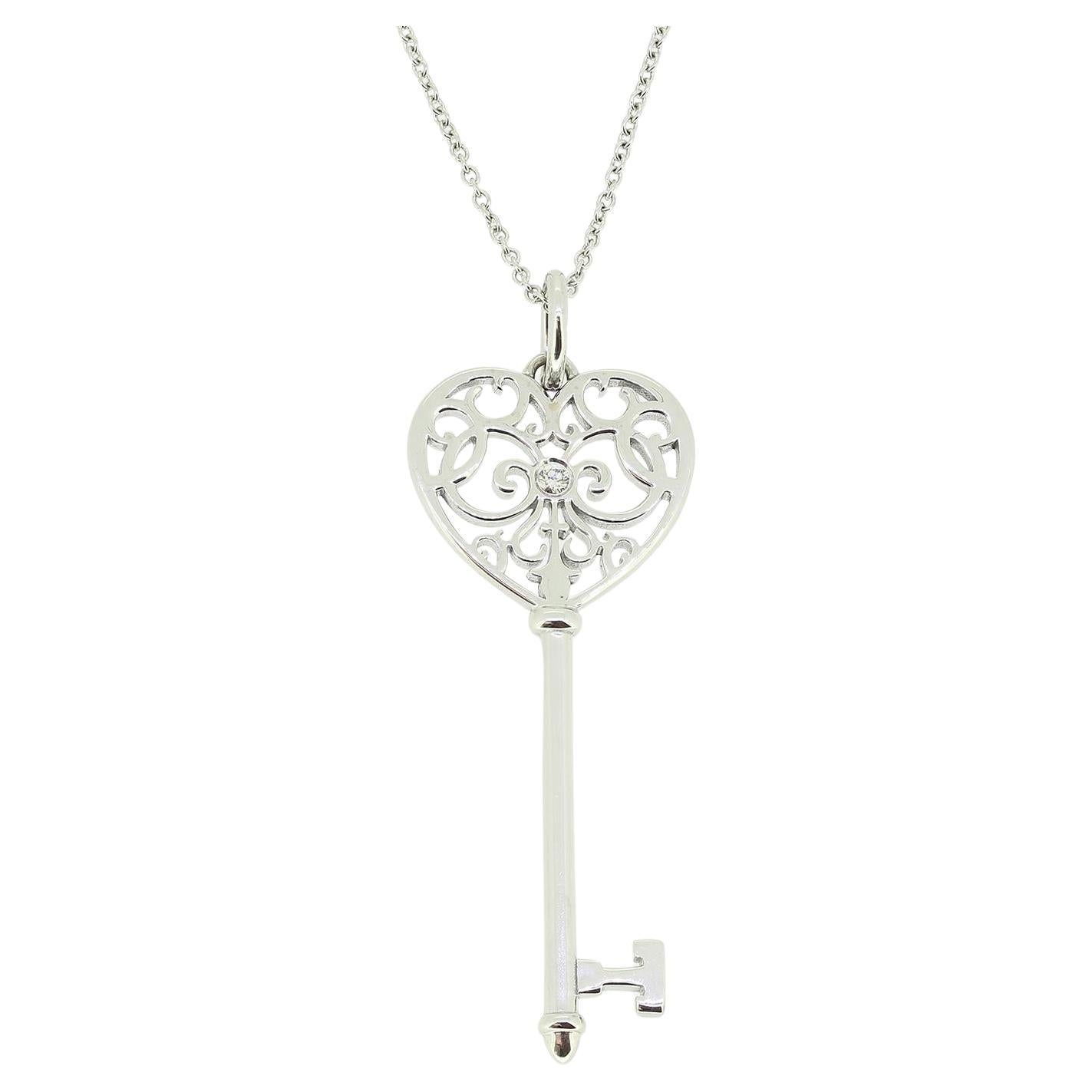 Tiffany & Co. Diamond Heart Key Necklace