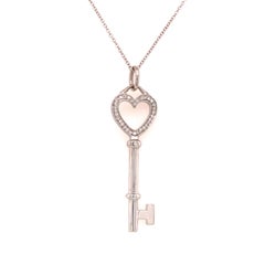 Tiffany & Co. Diamond Heart Key Pendant in 18K White Gold