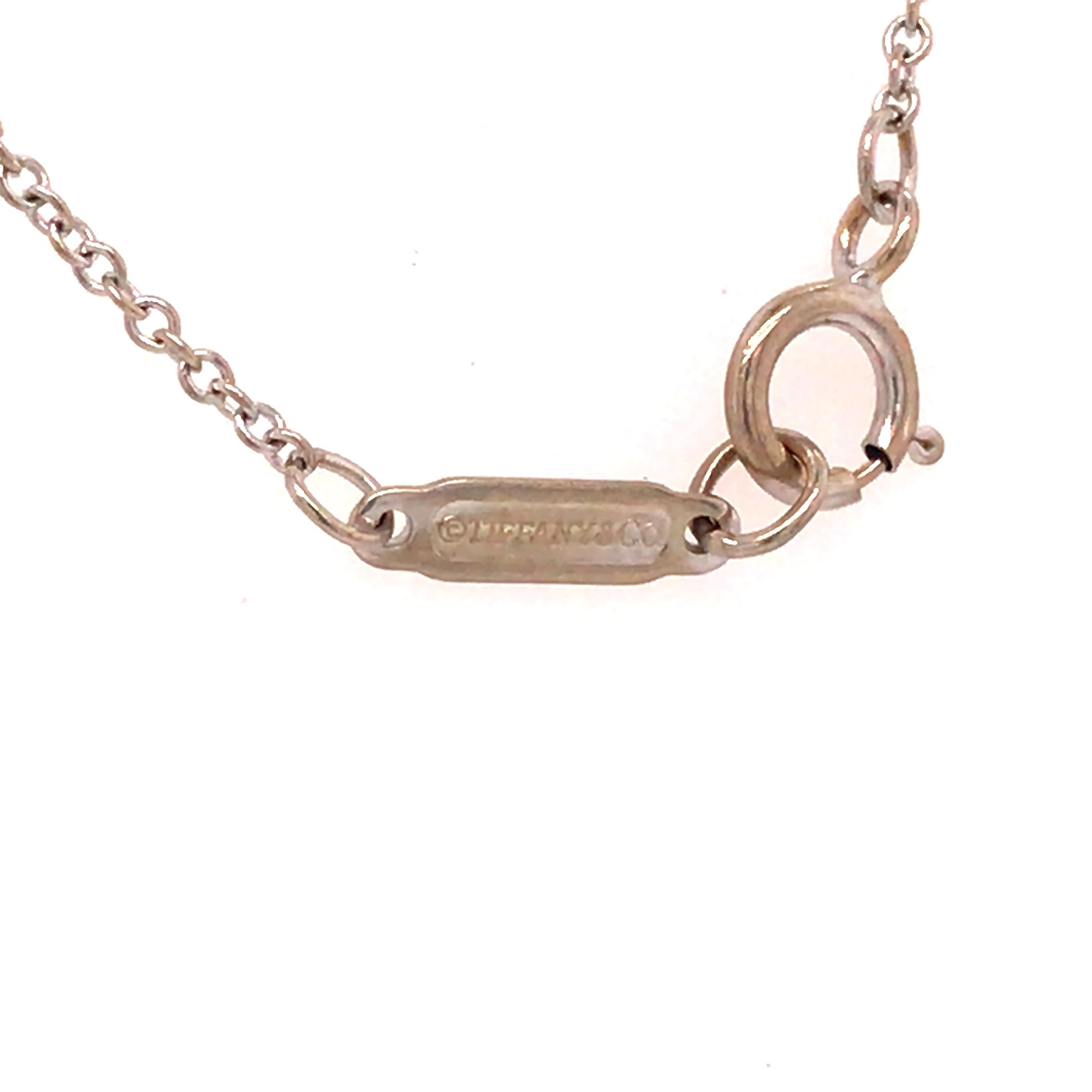 Tiffany & Co. Diamond Heart Key Pendant in 18K White Gold In Good Condition In Boca Raton, FL