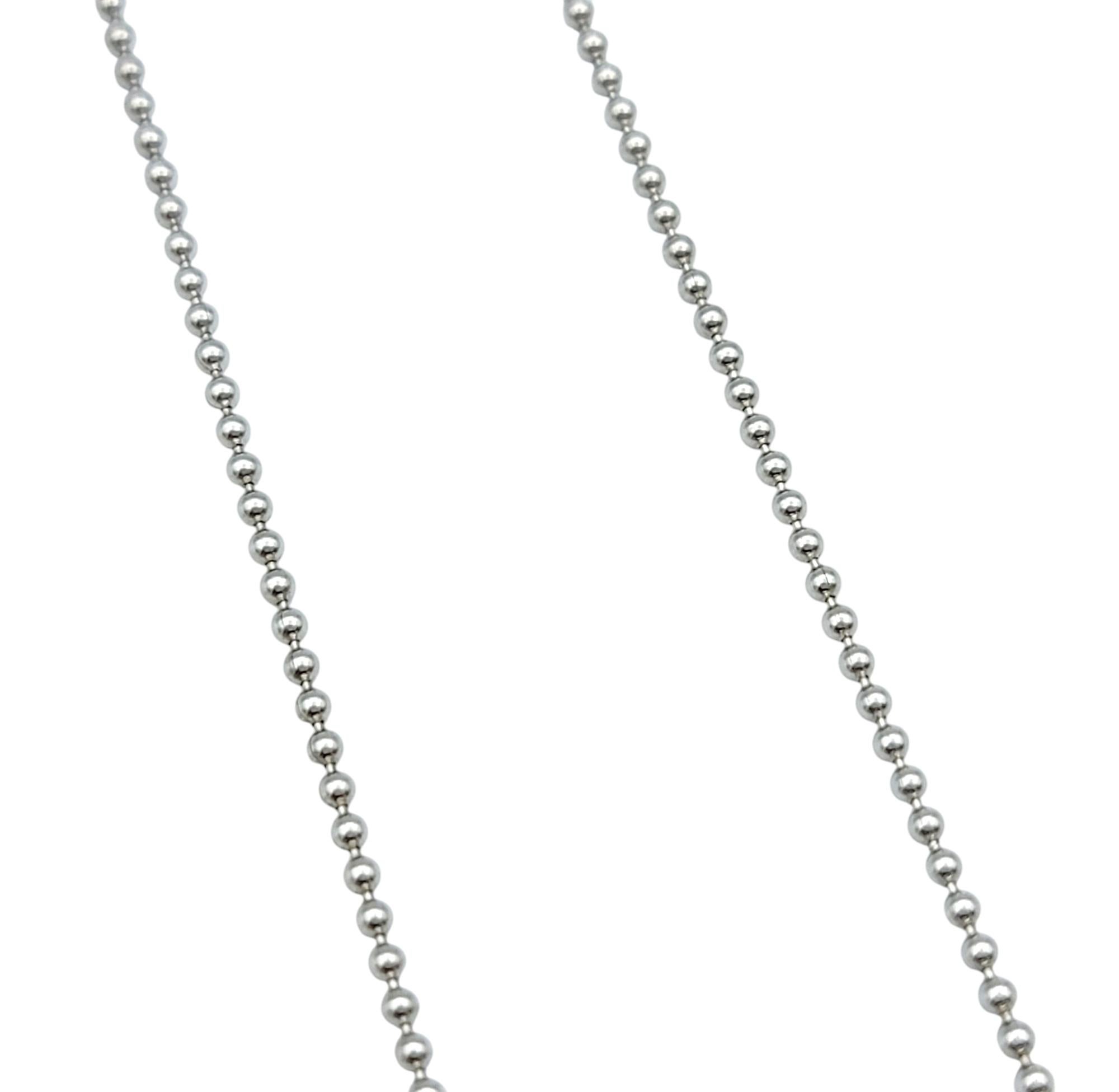Women's Tiffany & Co. Diamond Heart Key Pendant with Bead Chain in 18 Karat White Gold For Sale