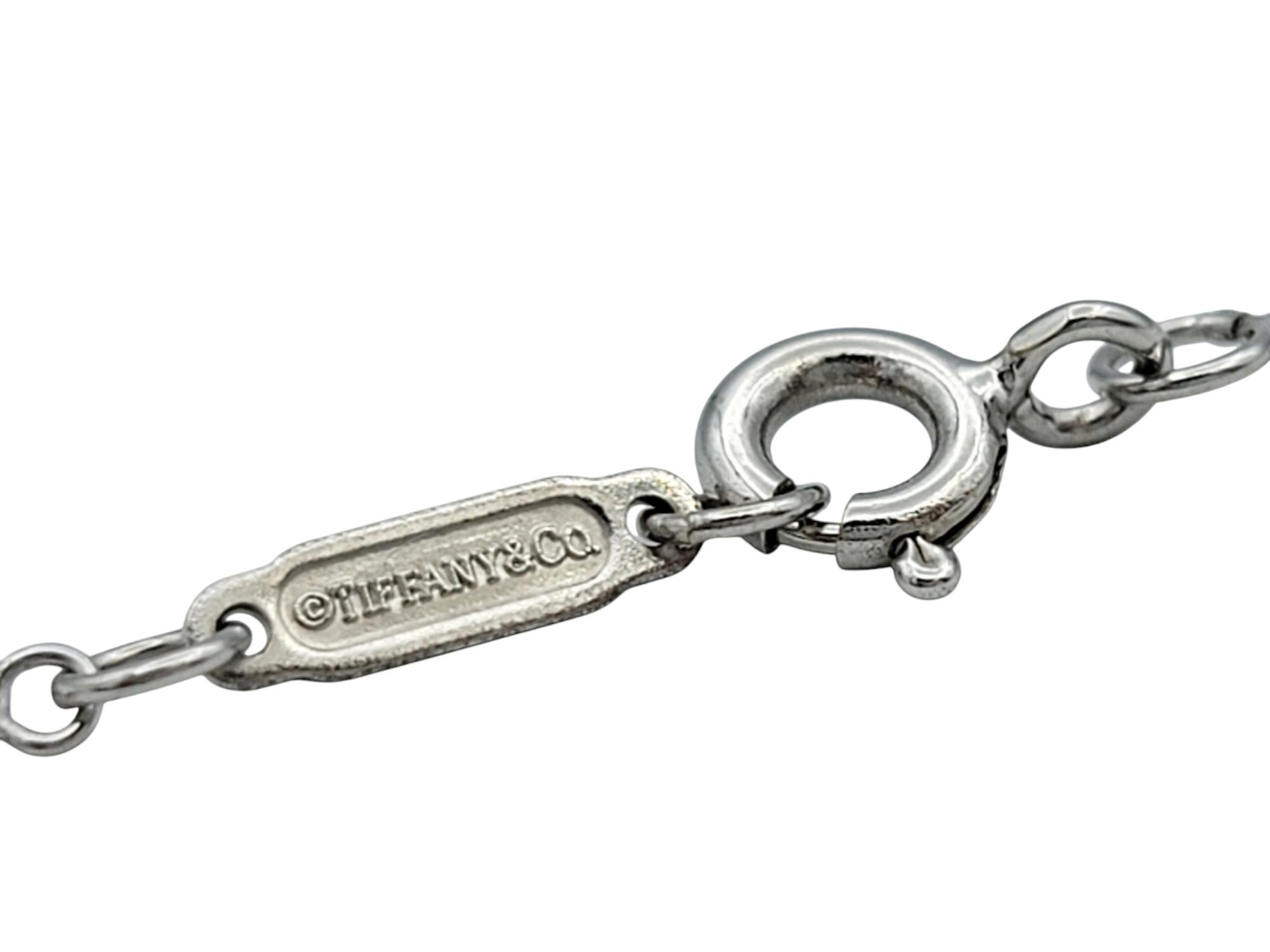 Tiffany & Co. Diamond Heart Key Pendant with Bead Chain in 18 Karat White Gold For Sale 1