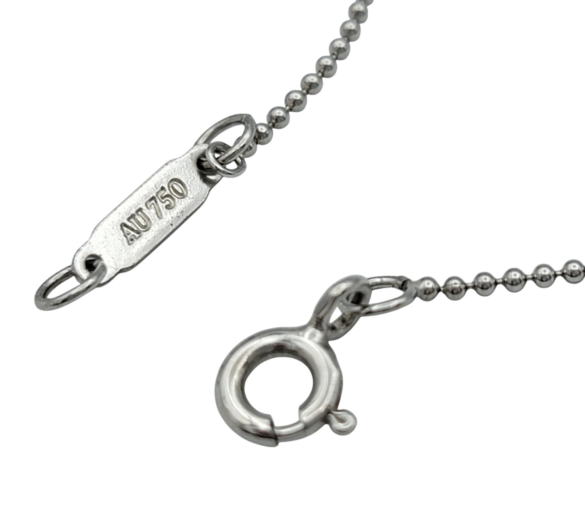 Tiffany & Co. Diamond Heart Key Pendant with Bead Chain in 18 Karat White Gold For Sale 2