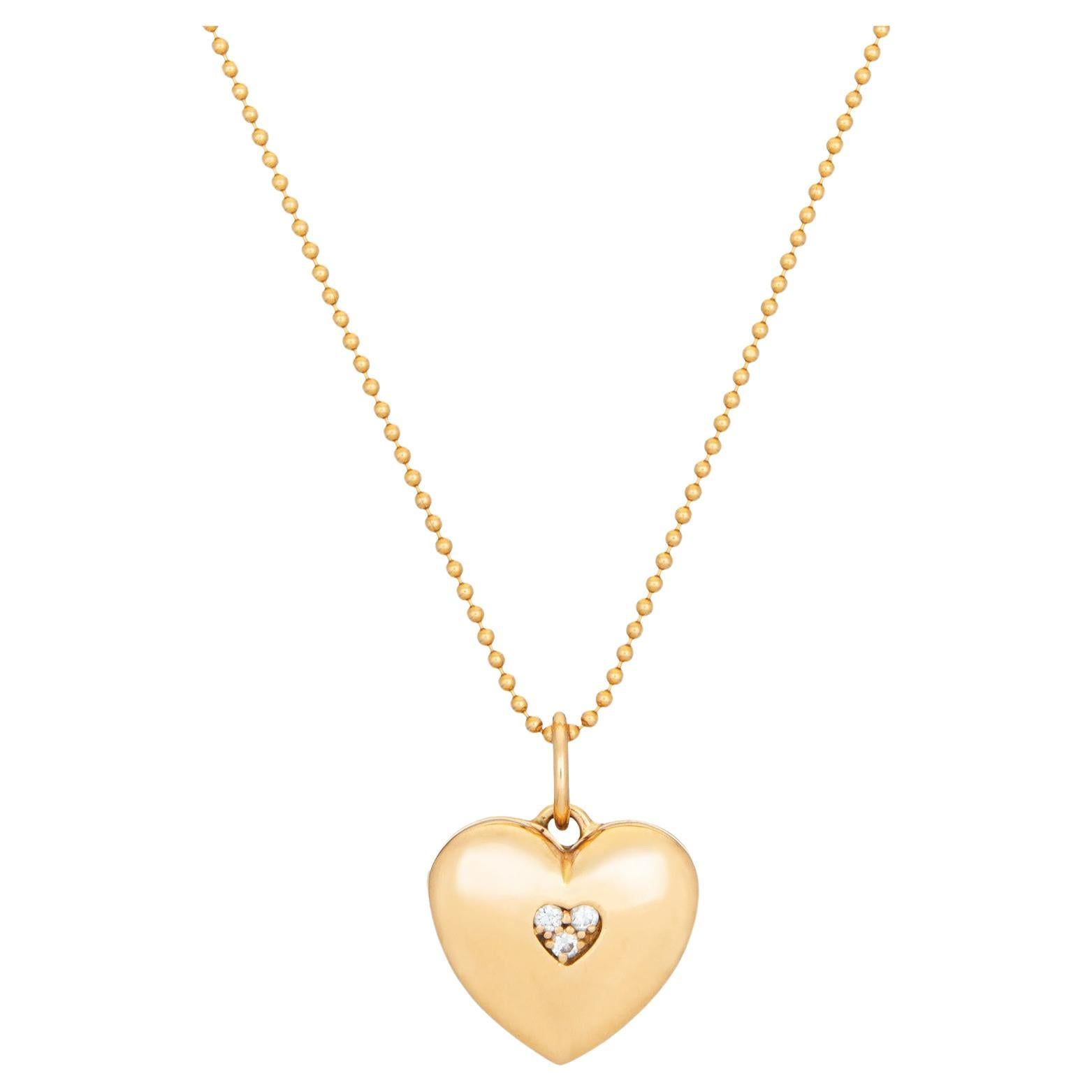 Tiffany & Co Diamond Heart Locket Necklace Pendant 18k Rose Gold Signed Jewelry