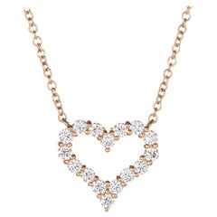Retro Tiffany & Co. Diamond Heart Necklace 18 Karat Gold Mini Pendant Estate Jewelry