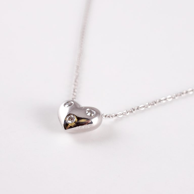 Modern Tiffany & Co. Diamond Heart Necklace in Platinum For Sale
