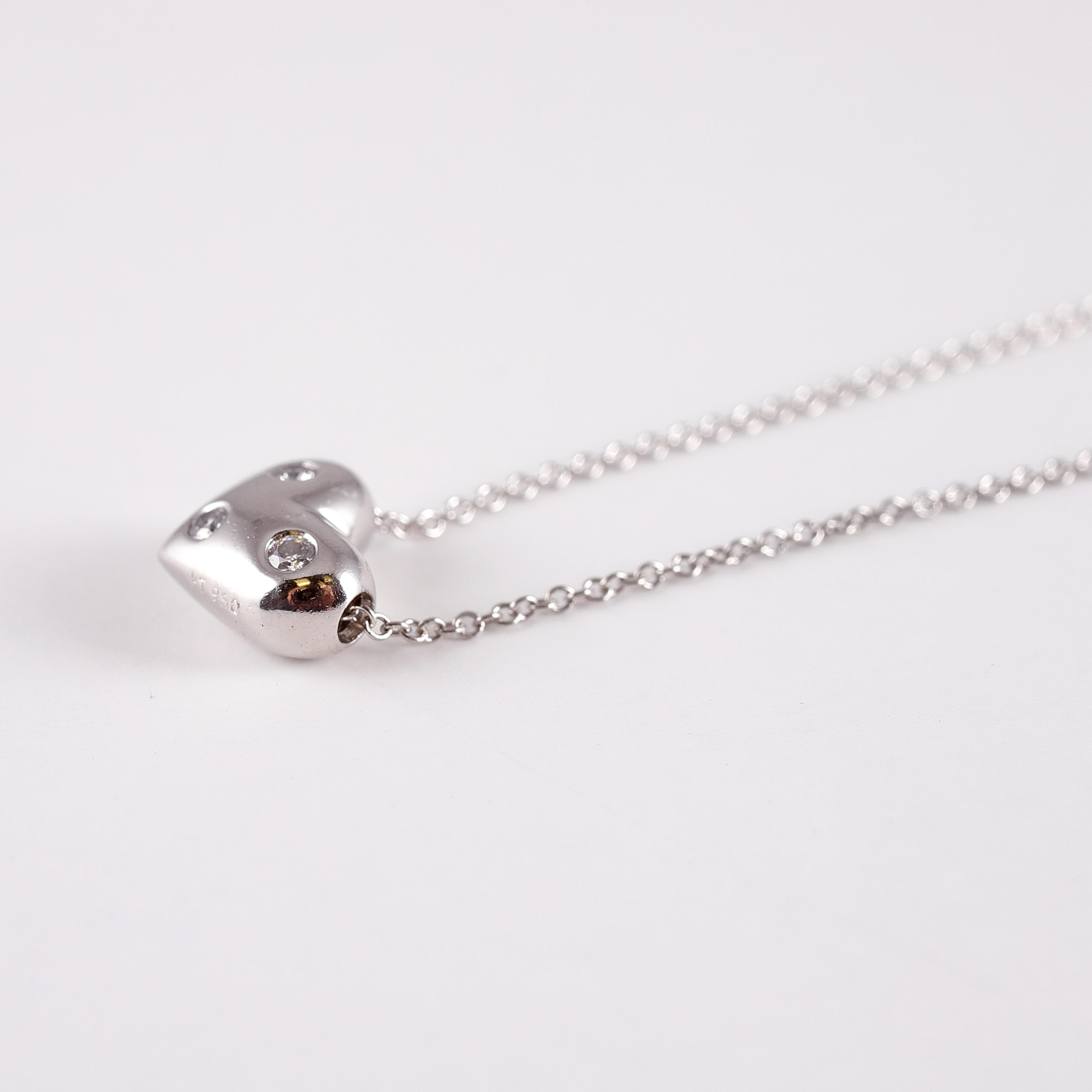 Modern Tiffany & Co. Diamond Heart Necklace in Platinum