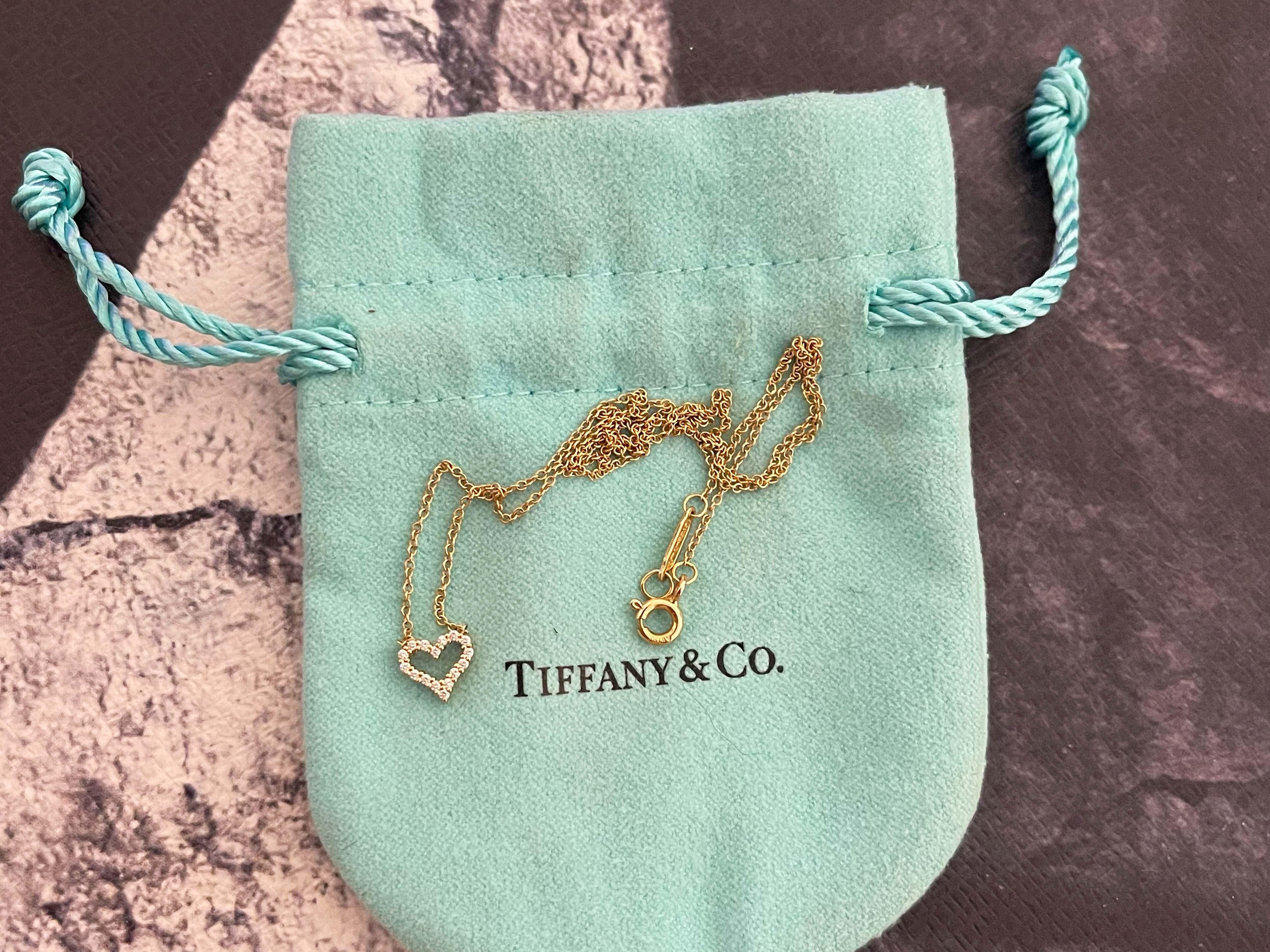 Modern Tiffany & Co. Diamond Heart Pendant 18k Gold