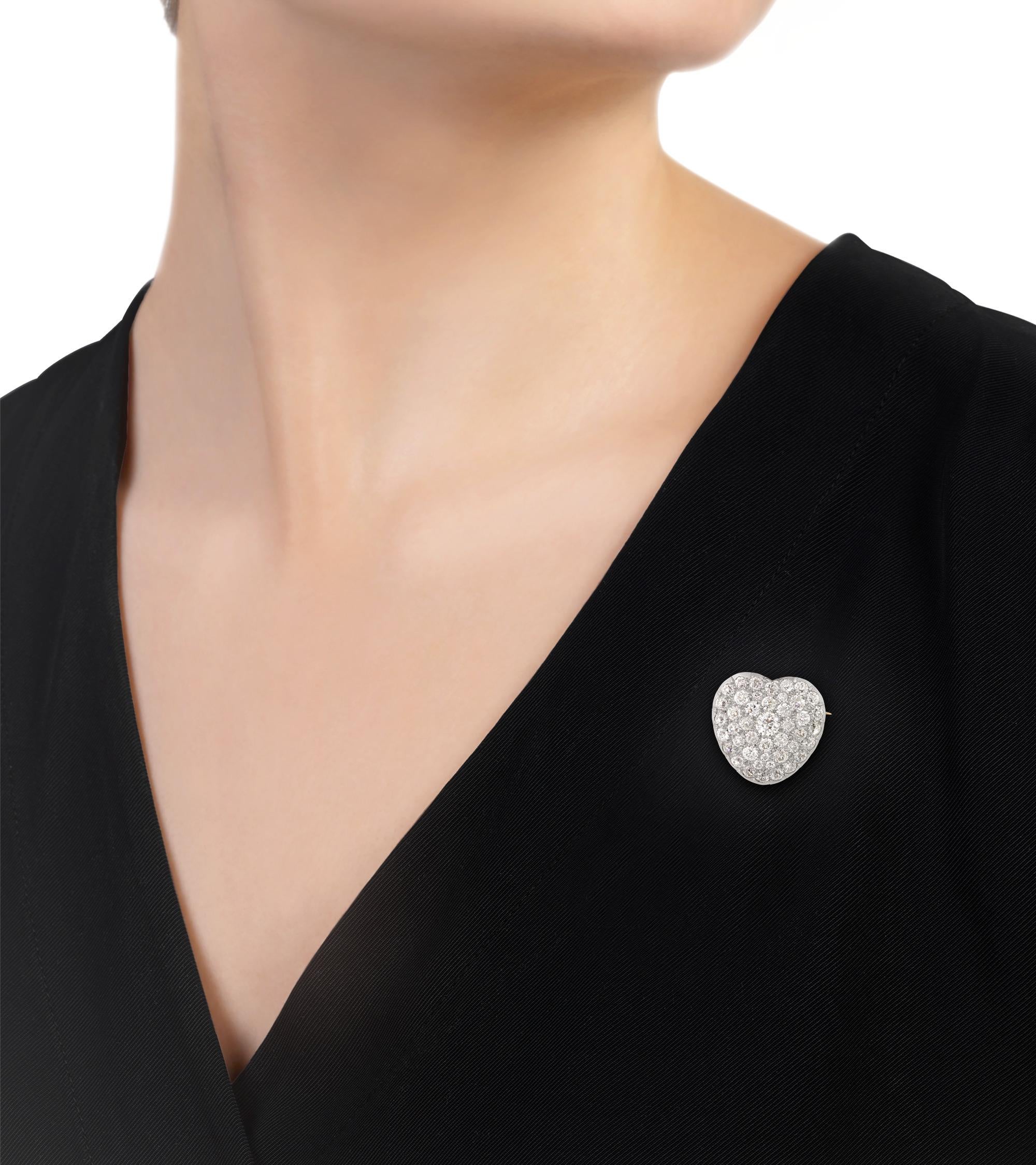 Edwardian Tiffany & Co. Diamond Heart Pendant, 4.00 Carats For Sale