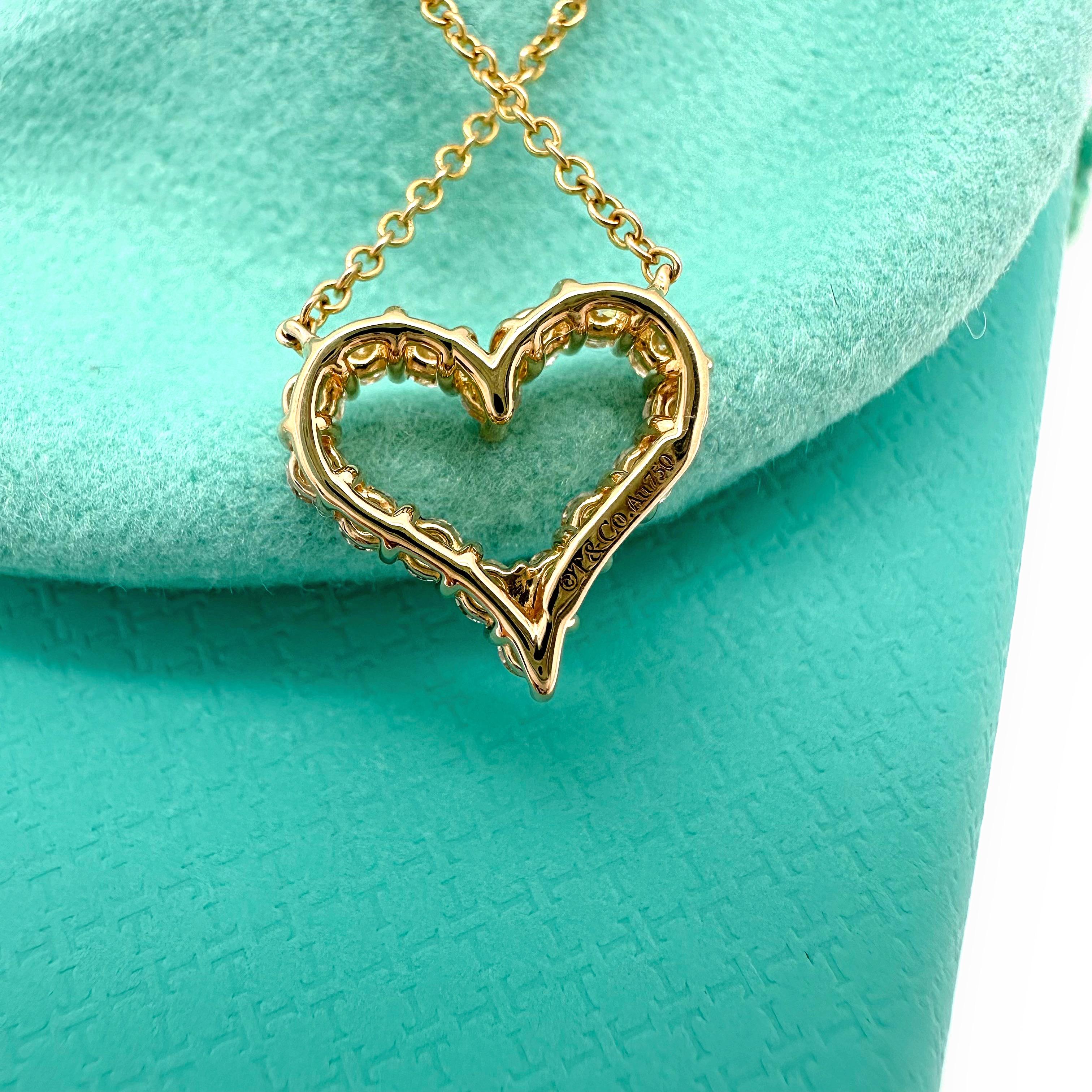 Tiffany & Co. Collier pendentif cœur en or rose 18 carats avec diamants taille mini en vente 10