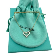 Tiffany & Co. Diamond Heart Pendant Necklace 18k Rose Gold Size MINI