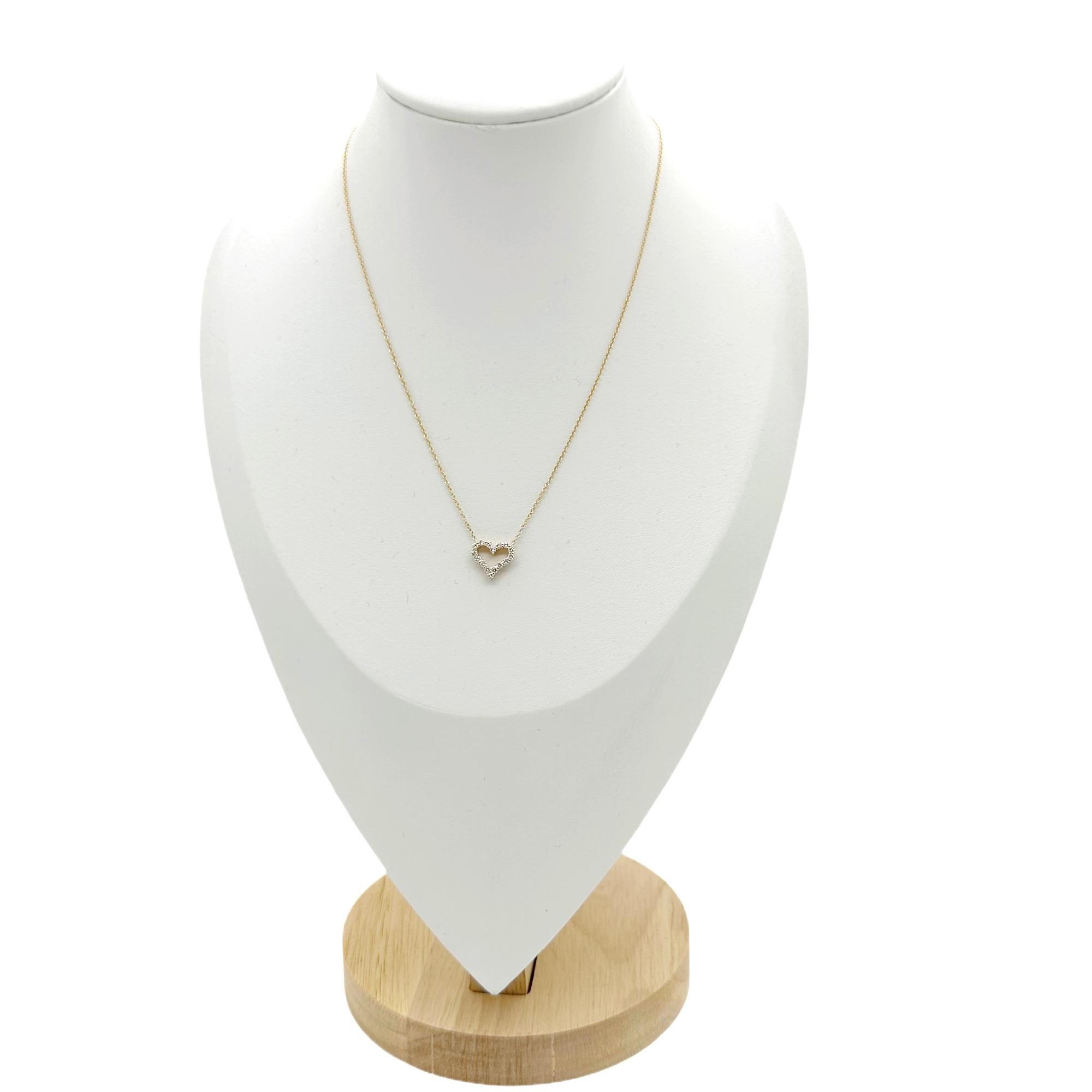 Taille ronde Tiffany & Co. Collier pendentif cœur en or rose 18 carats avec diamants taille mini en vente