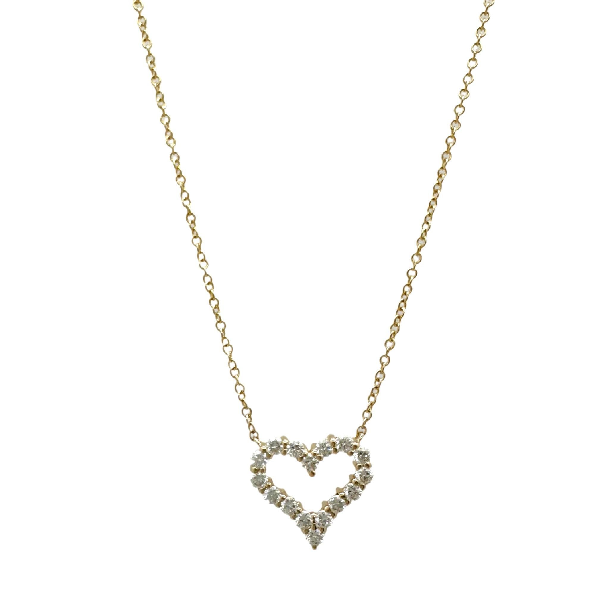 Tiffany & Co. Collier pendentif cœur en or rose 18 carats avec diamants taille mini Excellent état - En vente à San Diego, CA