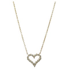 Tiffany & Co. Diamond Heart Pendant Necklace 18k Rose Gold Size MINI