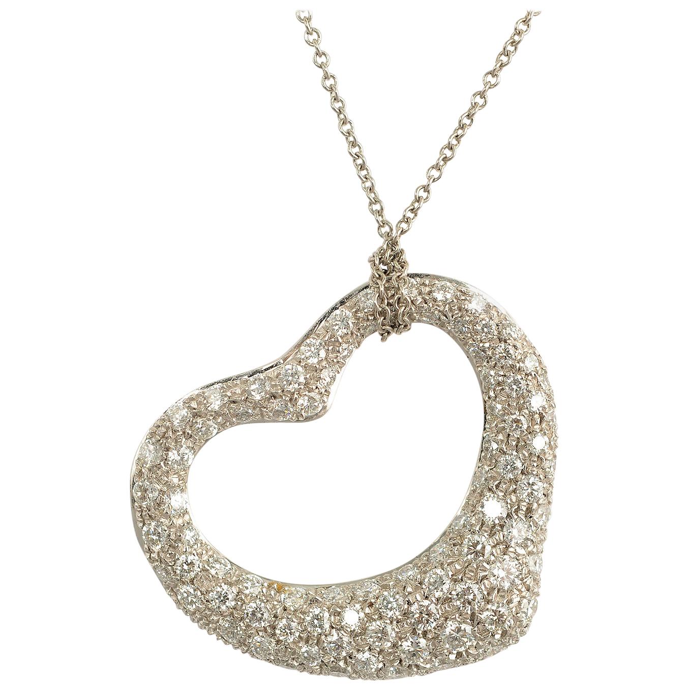 Tiffany & Co. Diamond Heart Pendant Necklace For Sale