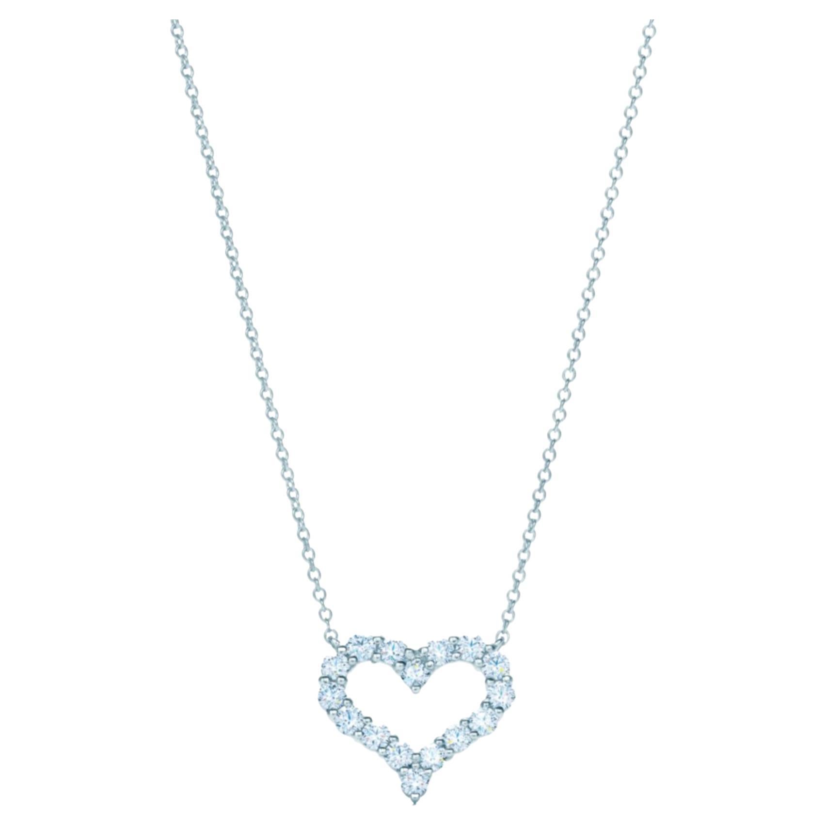Tiffany & Co. Diamond Heart Pendant Necklace in Platinum For Sale