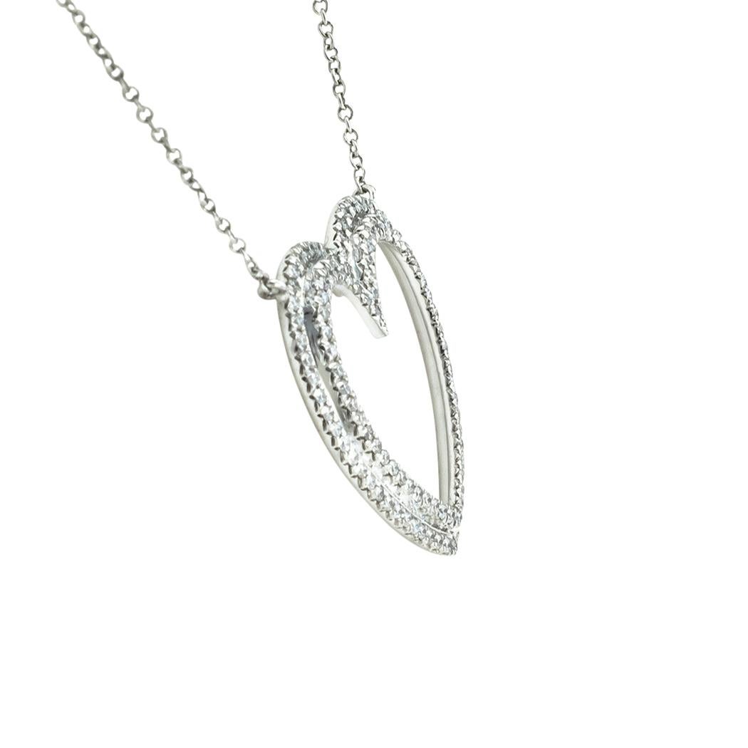 Round Cut Tiffany & Co Diamond Heart Platinum Necklace