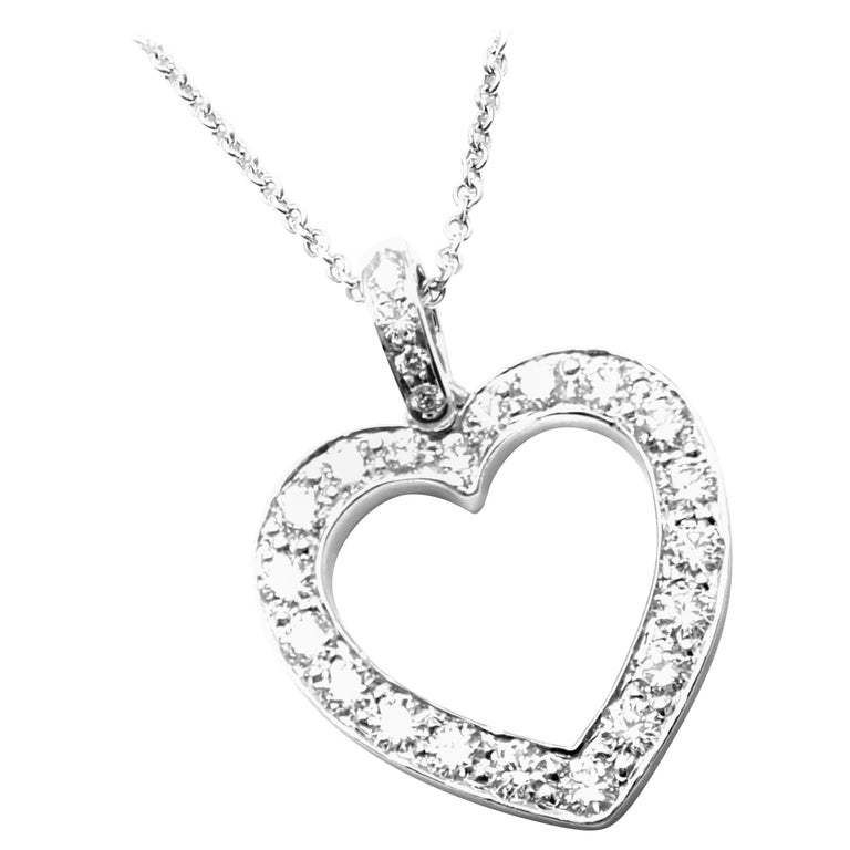 Tiffany and Co Diamond Heart Platinum Pendant Necklace at 1stDibs