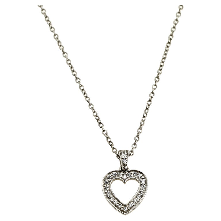 Tiffany and Co. Diamond Heart Platinum Pendant Necklace For Sale at 1stDibs