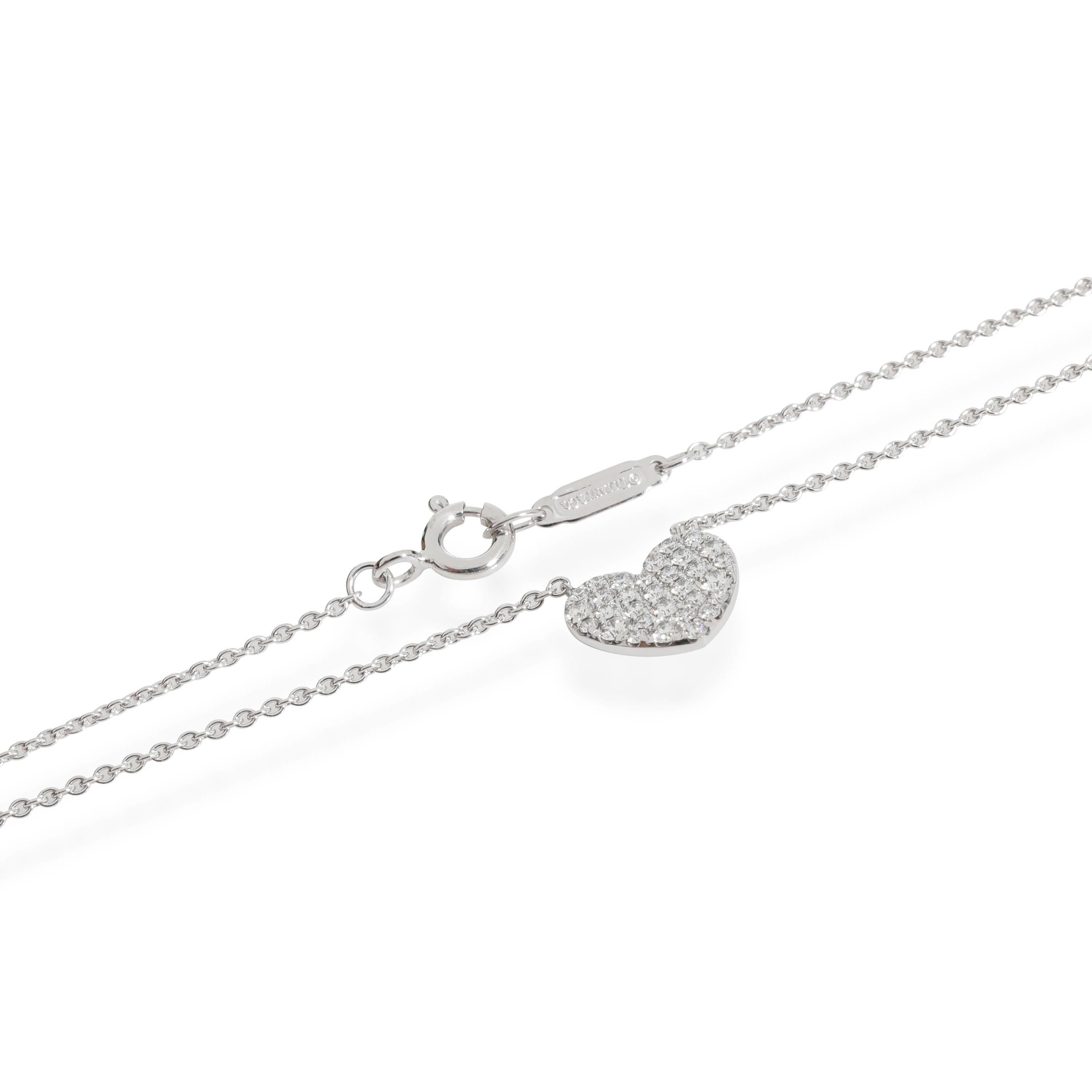 Tiffany & Co. Diamond Heart Shaped Pendant in 18K White Gold 0.3 CTW In Excellent Condition In New York, NY
