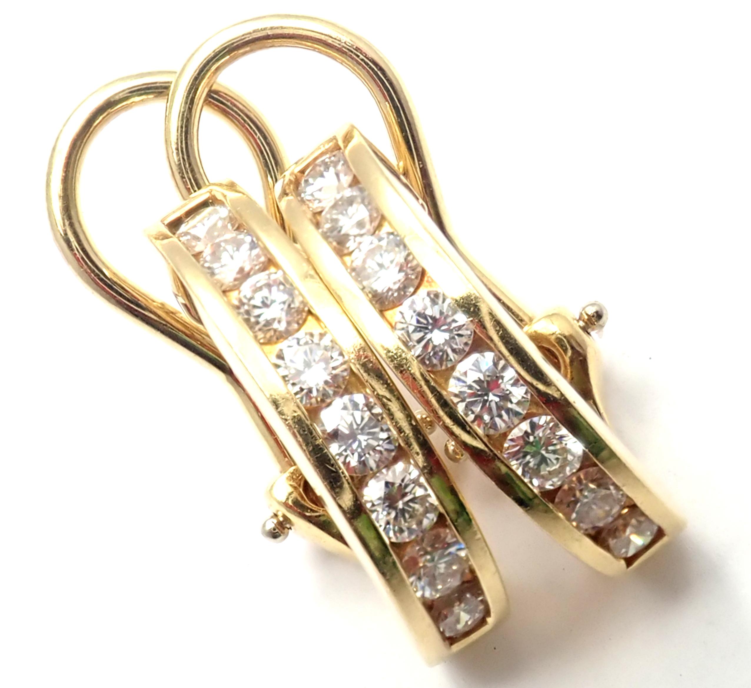 Tiffany & Co. Diamond Hoop Bar Yellow Gold Earrings 1