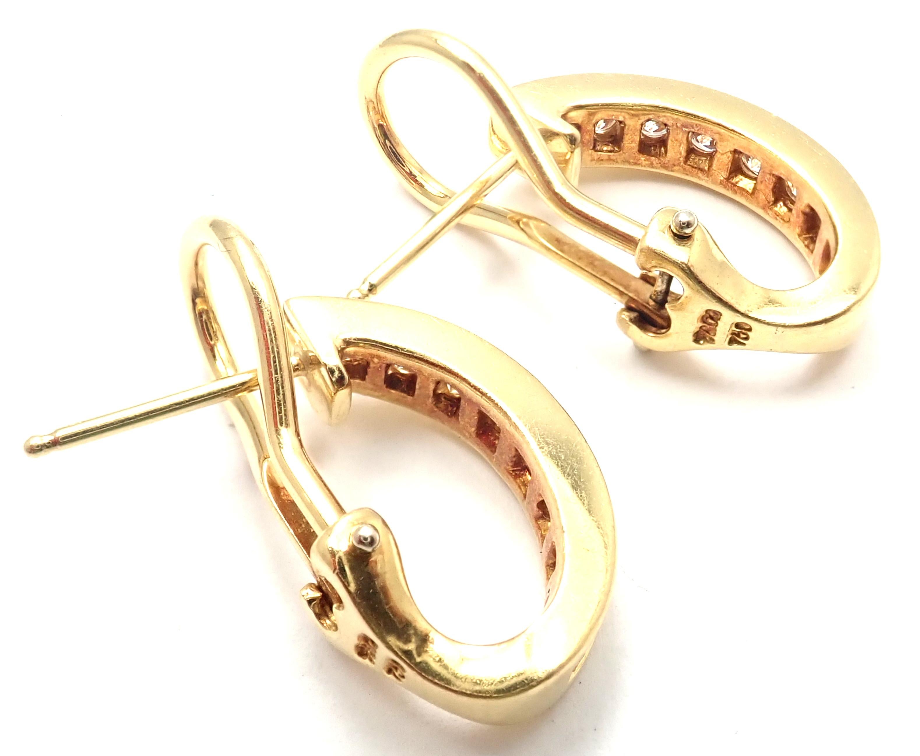 Tiffany & Co. Diamond Hoop Bar Yellow Gold Earrings 2