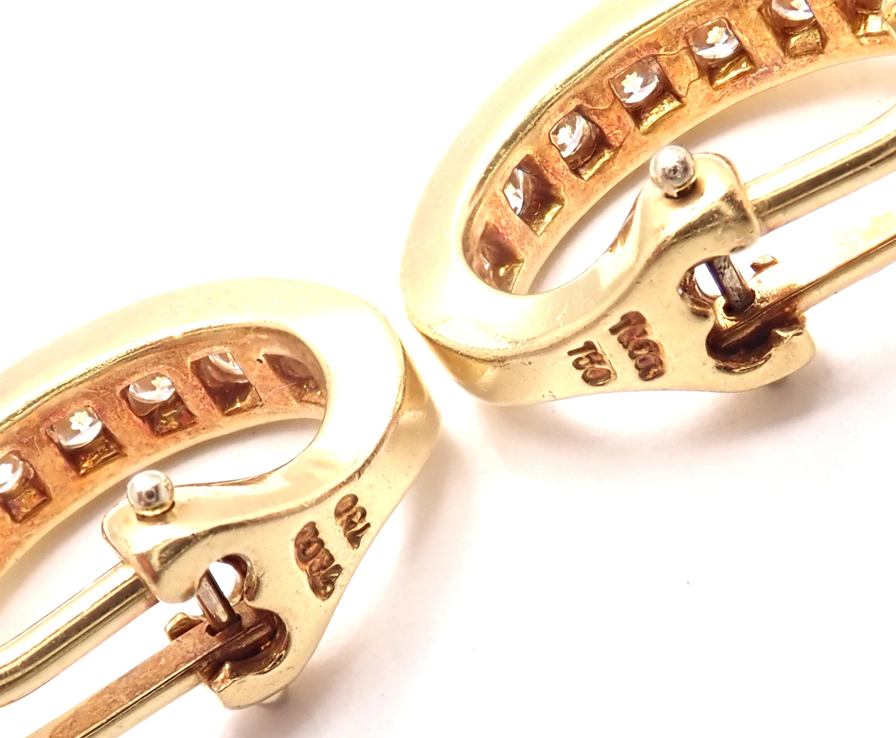 Tiffany & Co. Diamond Hoop Bar Yellow Gold Earrings 3