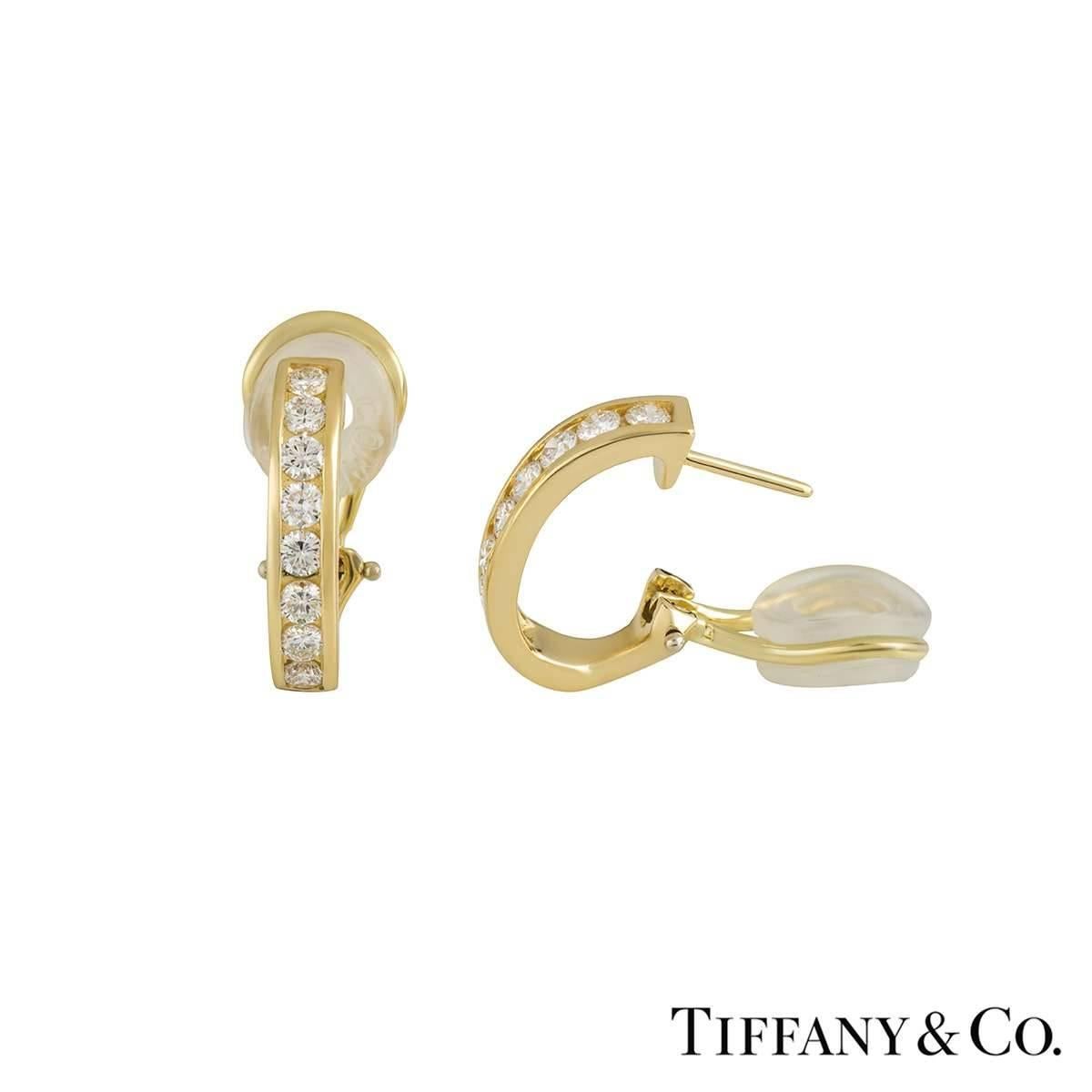 Round Cut Tiffany & Co. Diamond Hoop Earrings 0.96 Carat