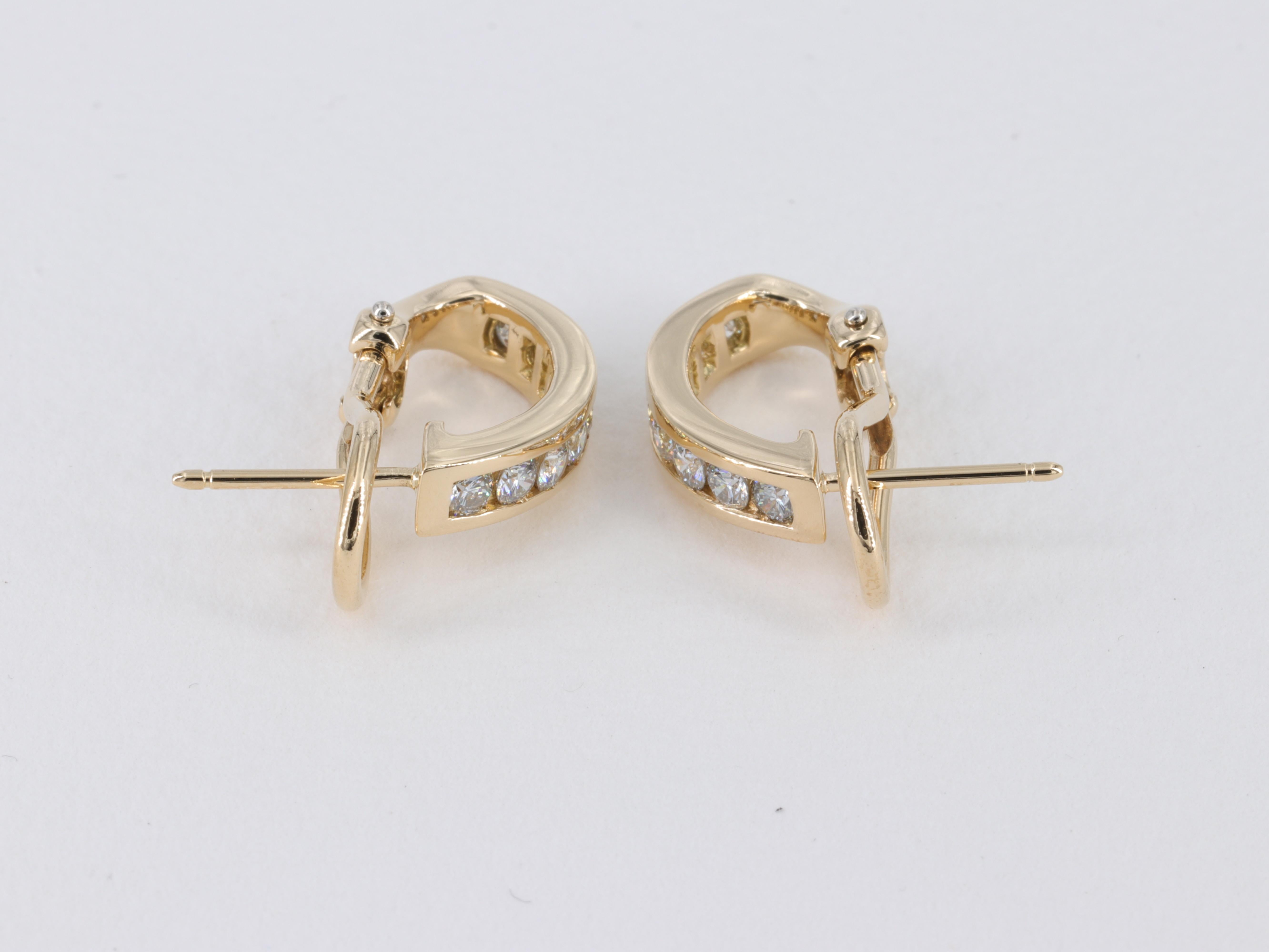 Modern Tiffany & Co. Diamond Huggie Hoop Earrings in 18 Karat Yellow Gold