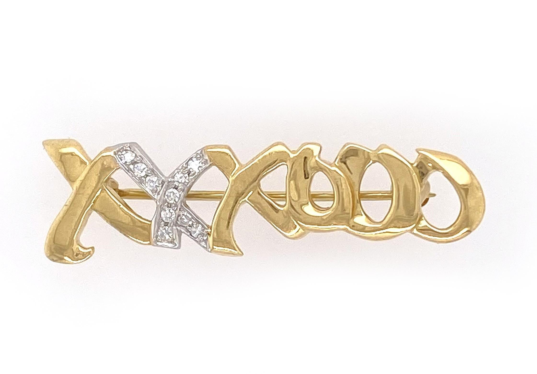 Round Cut Tiffany & Co. Diamond Hugs & Kisses Pin For Sale