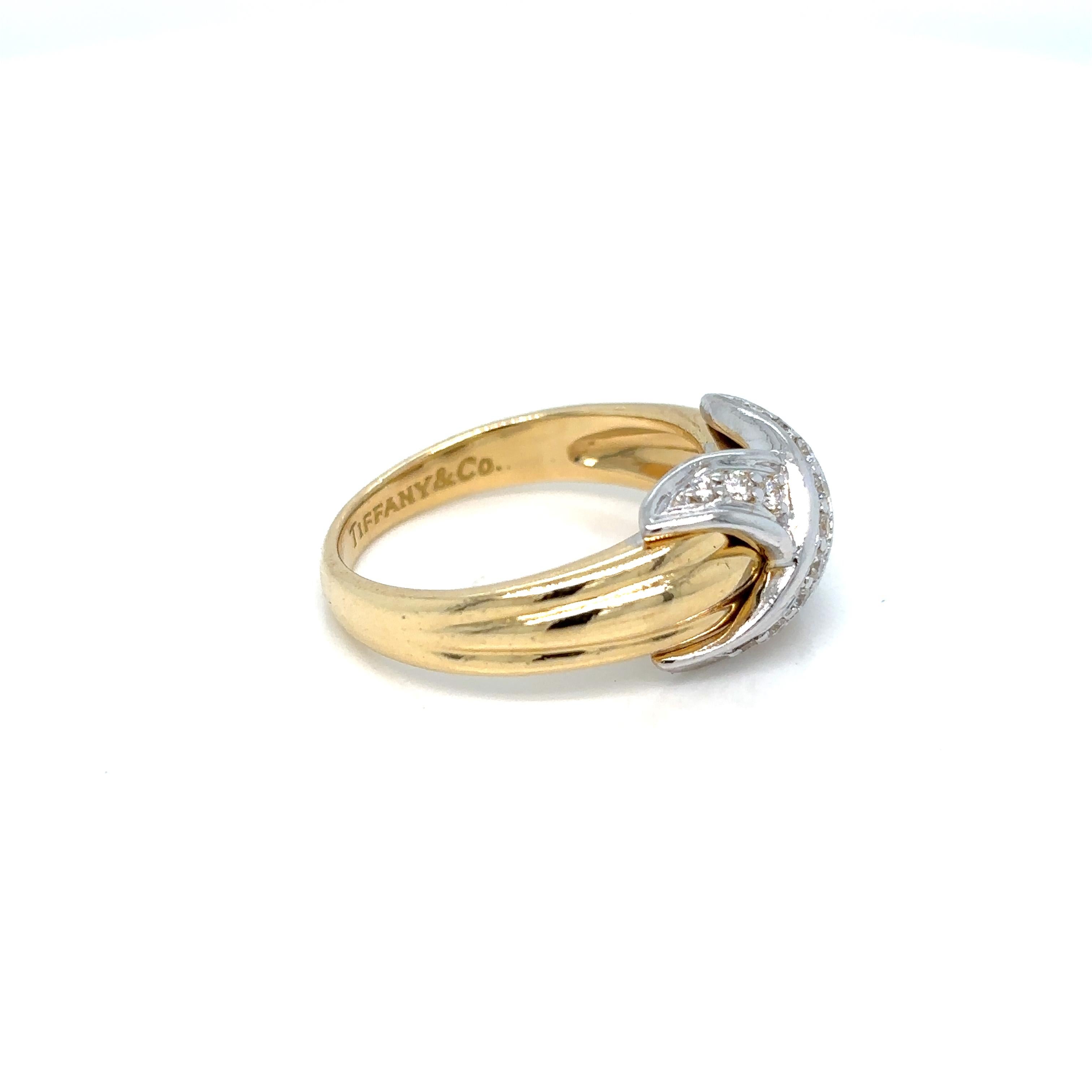 Contemporary Tiffany & Co. Diamond Iconic X Gold & Platinum Ring 