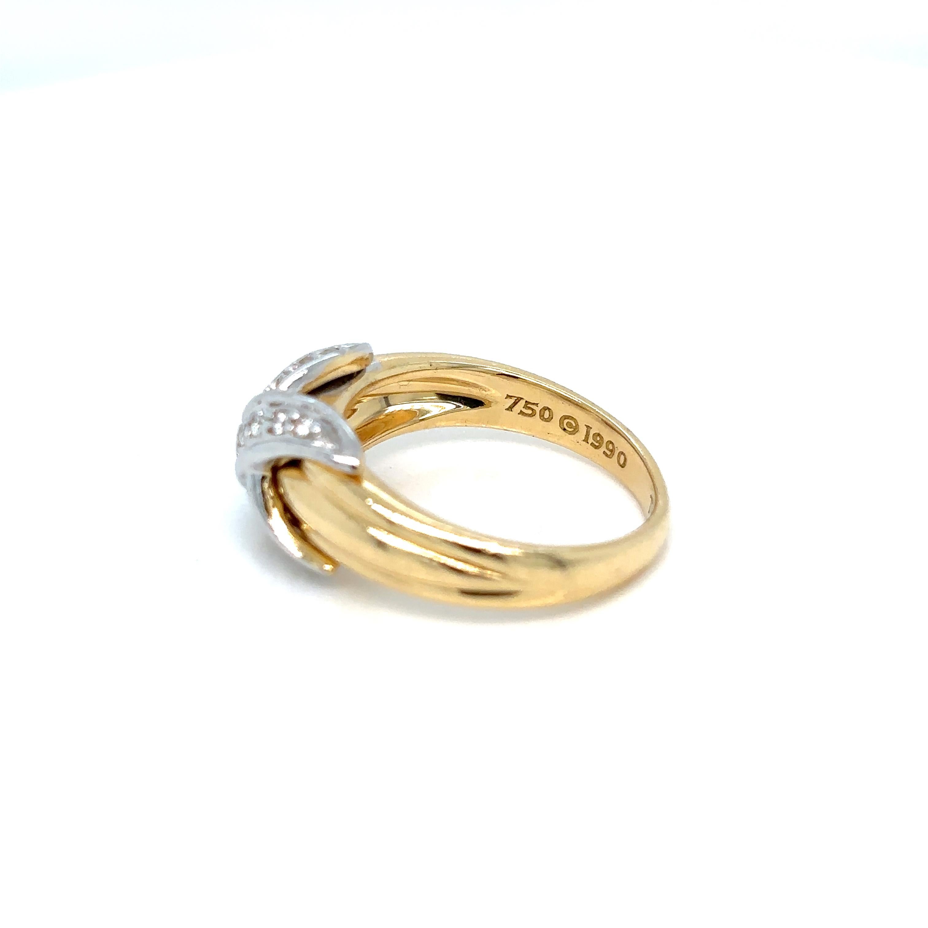 Tiffany & Co. Diamond Iconic X Gold & Platinum Ring  In Excellent Condition In Napoli, Italy