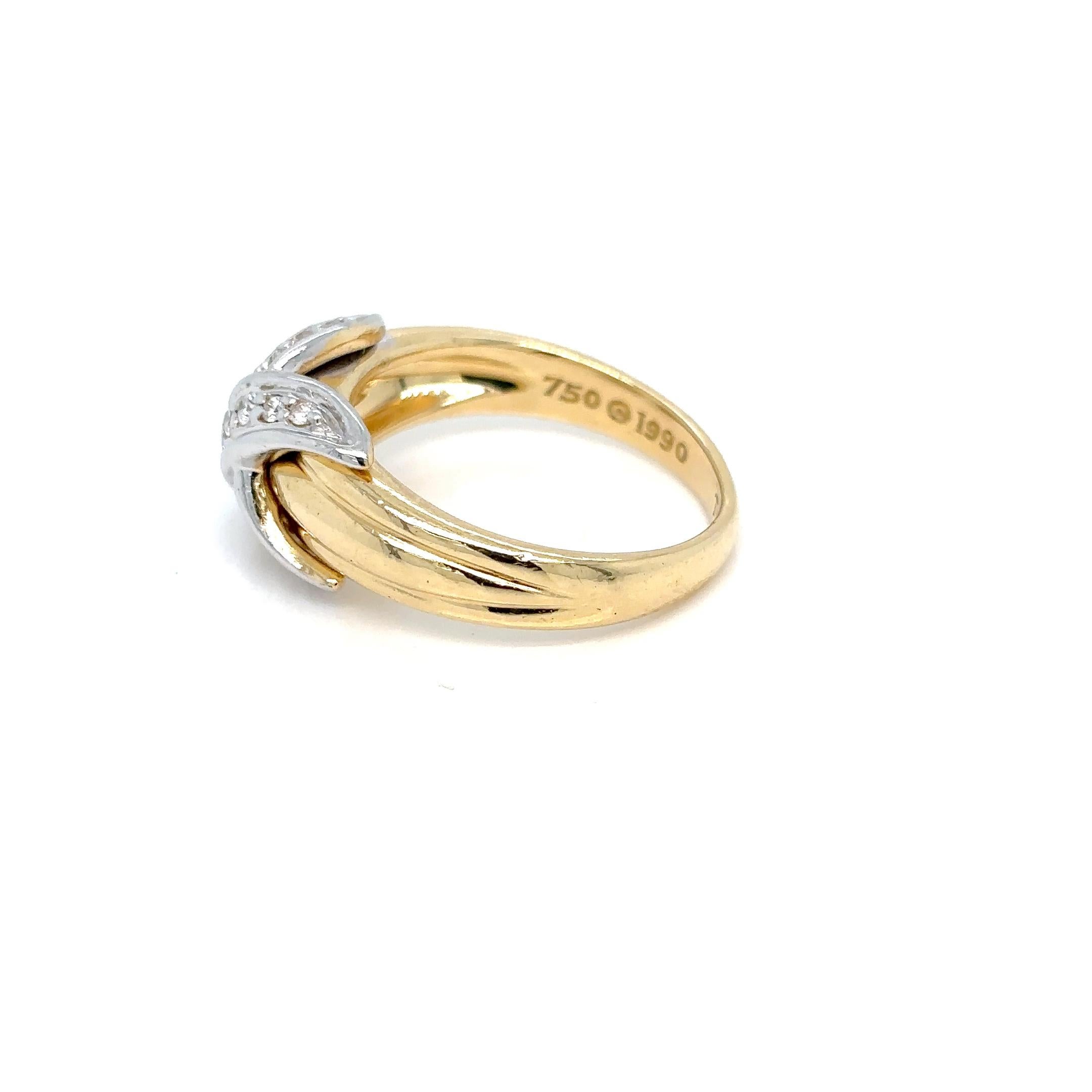 Women's or Men's Tiffany & Co. Diamond Iconic X Gold & Platinum Ring 