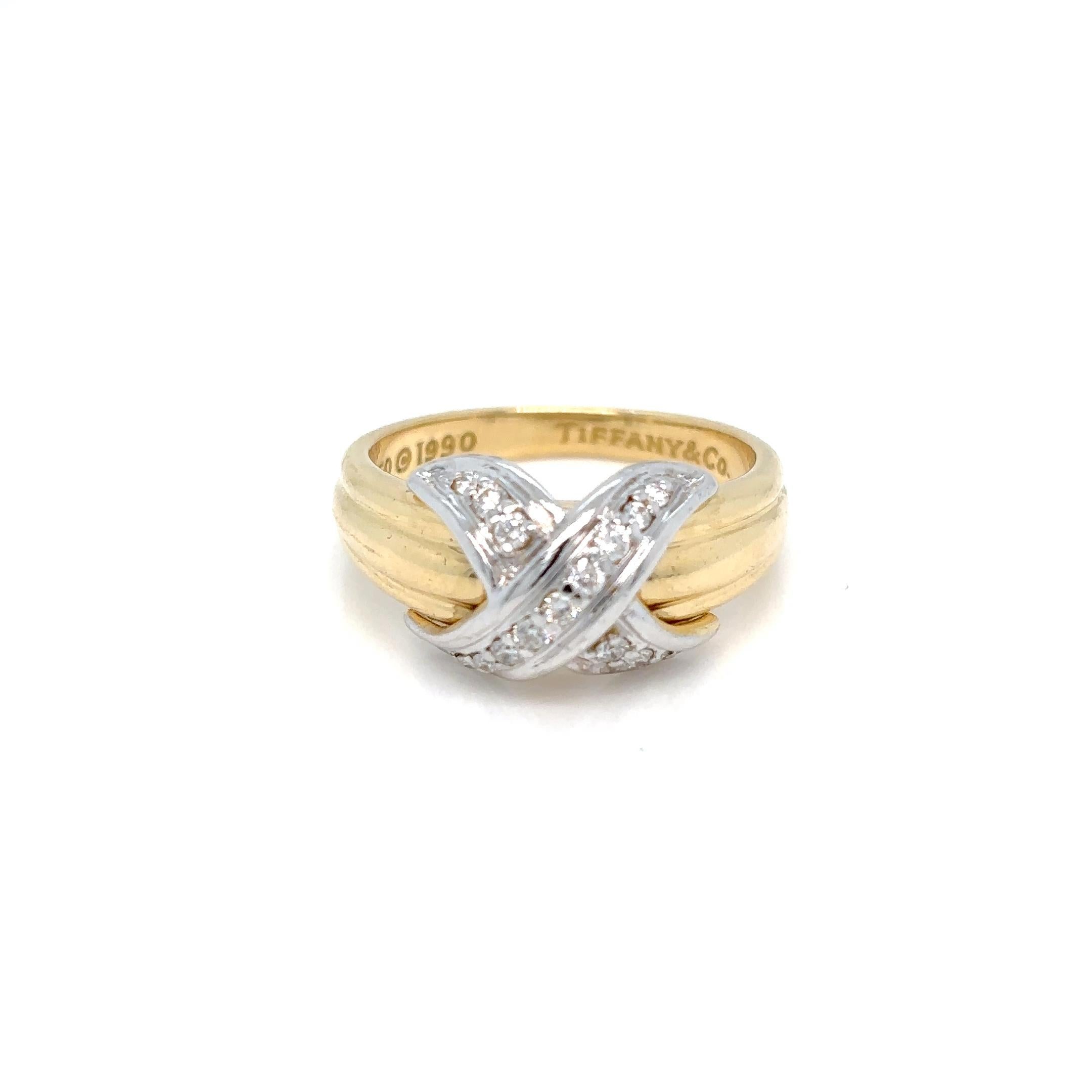 Tiffany & Co. Diamond Iconic X Gold & Platinum Ring  3