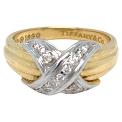 Tiffany & Co. Diamond Iconic X Gold & Platinum Ring 