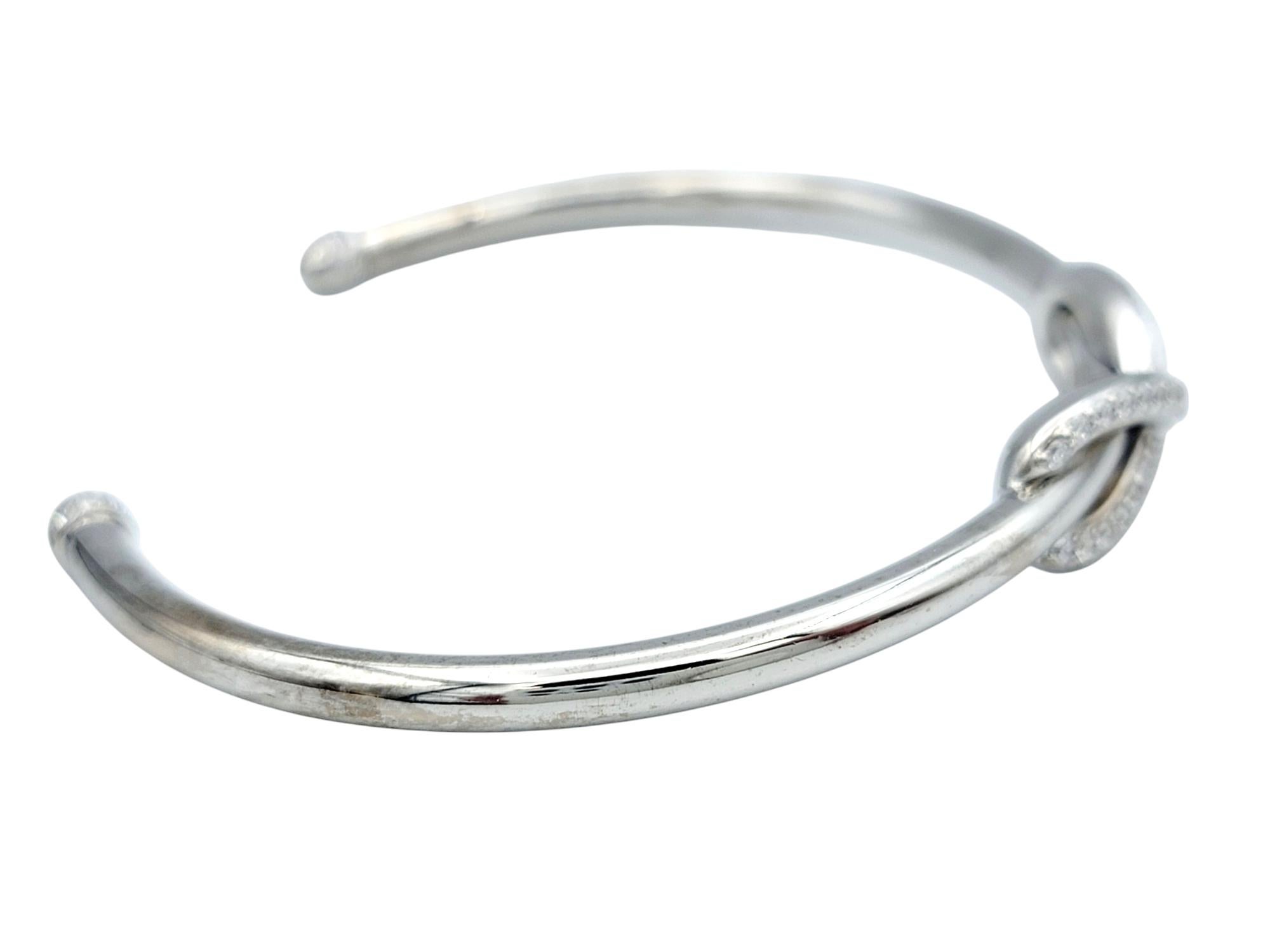 Contemporary Tiffany & Co. Diamond Infinity Cuff Bracelet in Polished 18 Karat White Gold For Sale