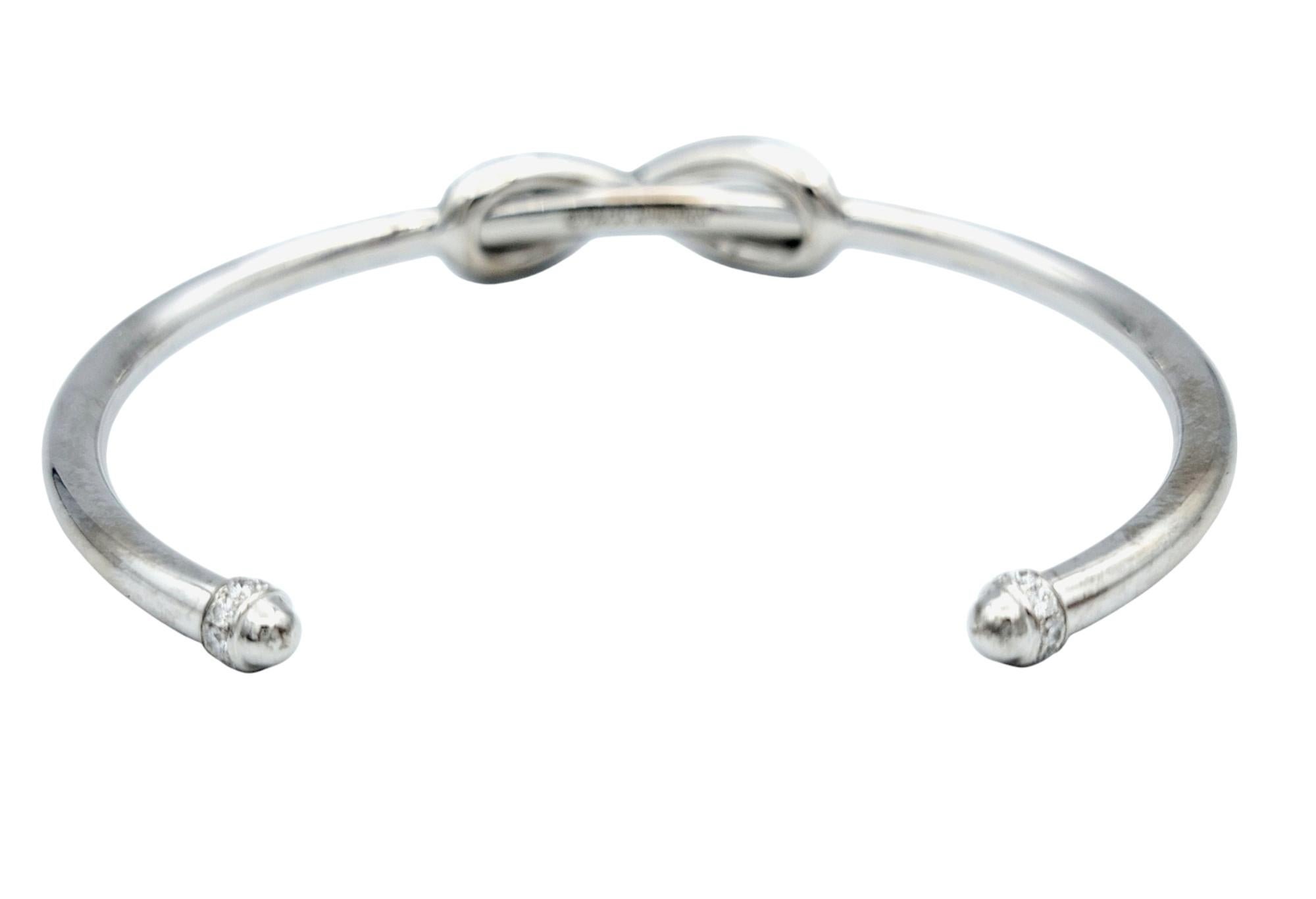 Tiffany & Co. Diamond Infinity Cuff Bracelet in Polished 18 Karat White Gold In Good Condition For Sale In Scottsdale, AZ
