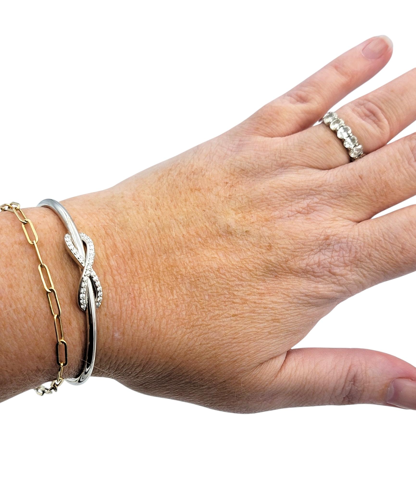 Women's Tiffany & Co. Diamond Infinity Cuff Bracelet in Polished 18 Karat White Gold For Sale