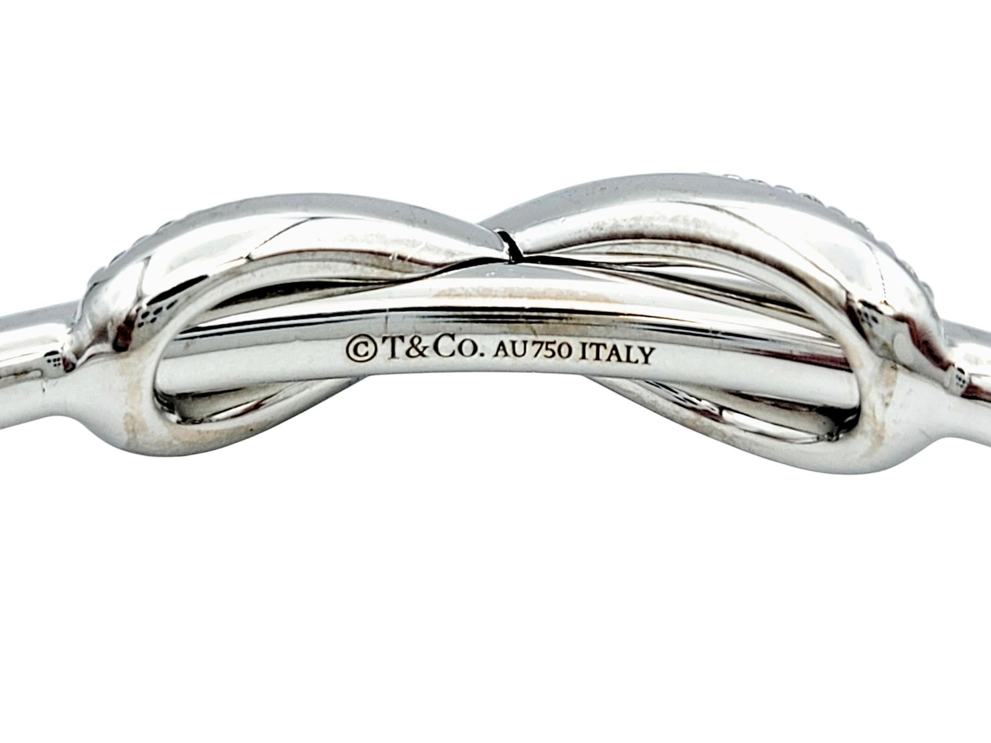 Tiffany & Co. Diamond Infinity Cuff Bracelet in Polished 18 Karat White Gold For Sale 1