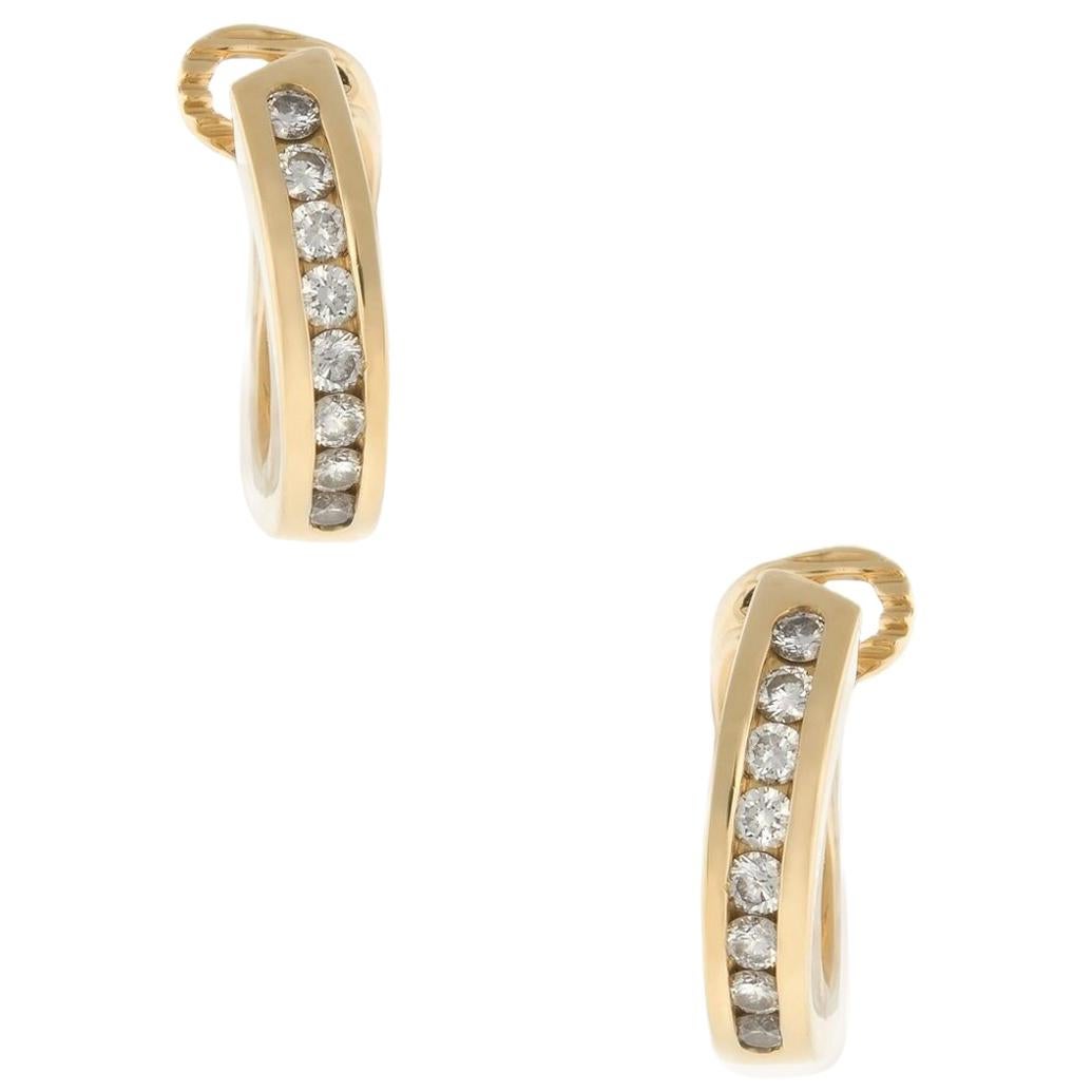 Tiffany & Co. Diamond Inside Outside Hoop Earrings Vintage 18 Karat Yellow Gold