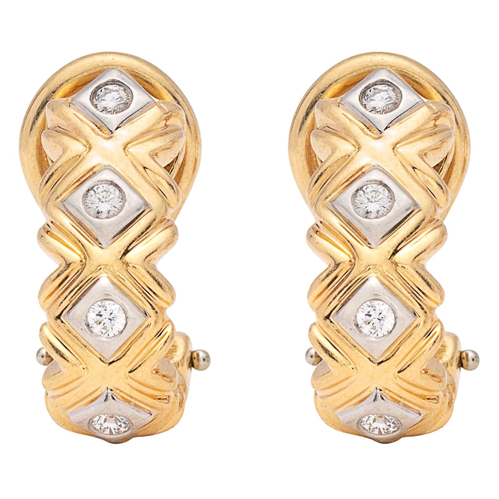 Tiffany & Co. Diamond J-Hoop Earrings