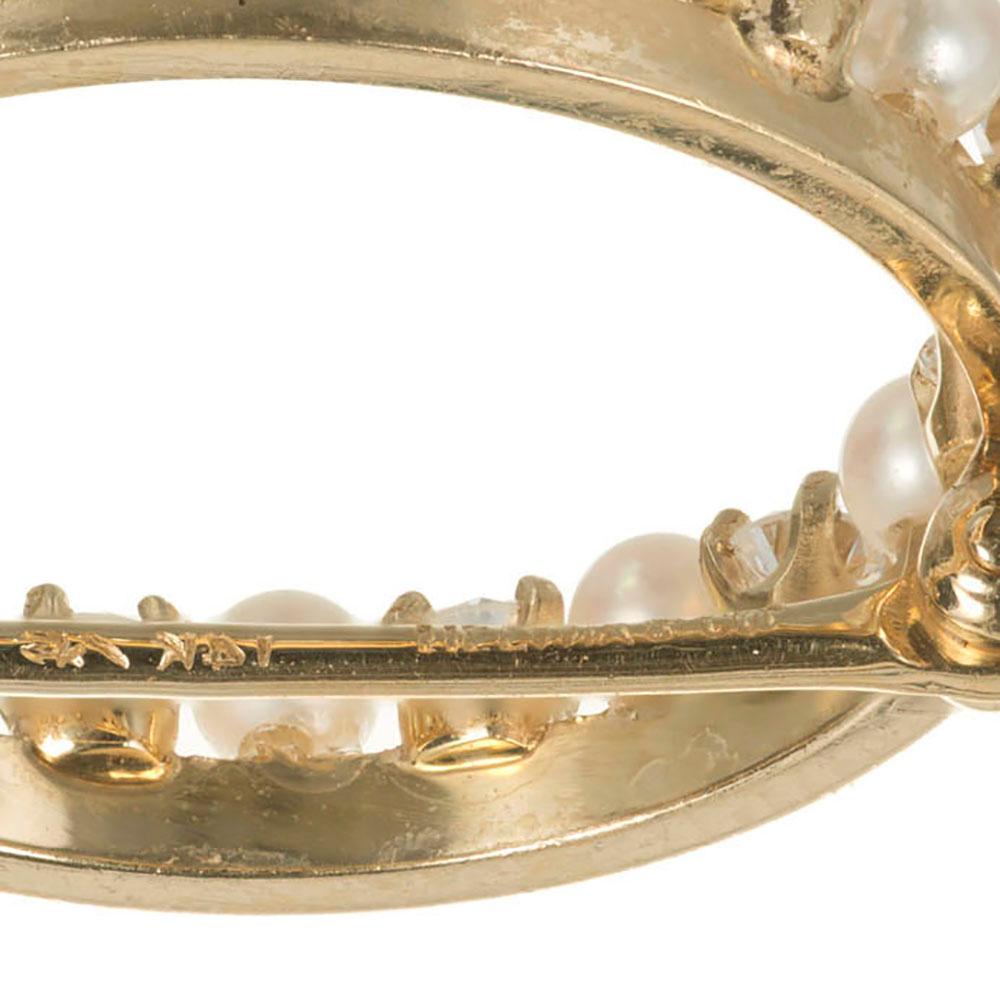 Tiffany & Co. Diamond Japanese Cultured Pearl Circle Brooch In Excellent Condition In Stamford, CT